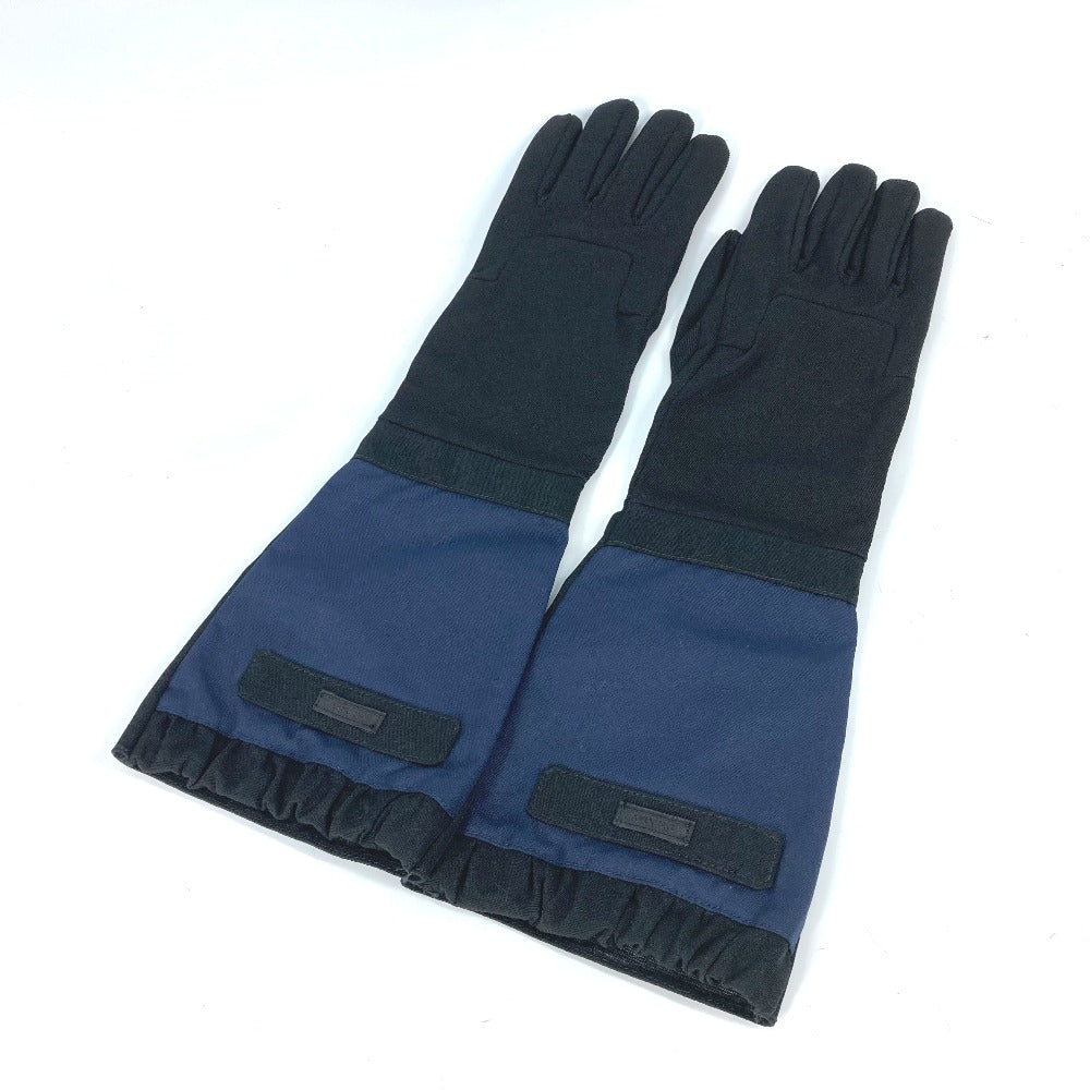 PRADA Glove Nylon, Rayon black logo long Women 7.5