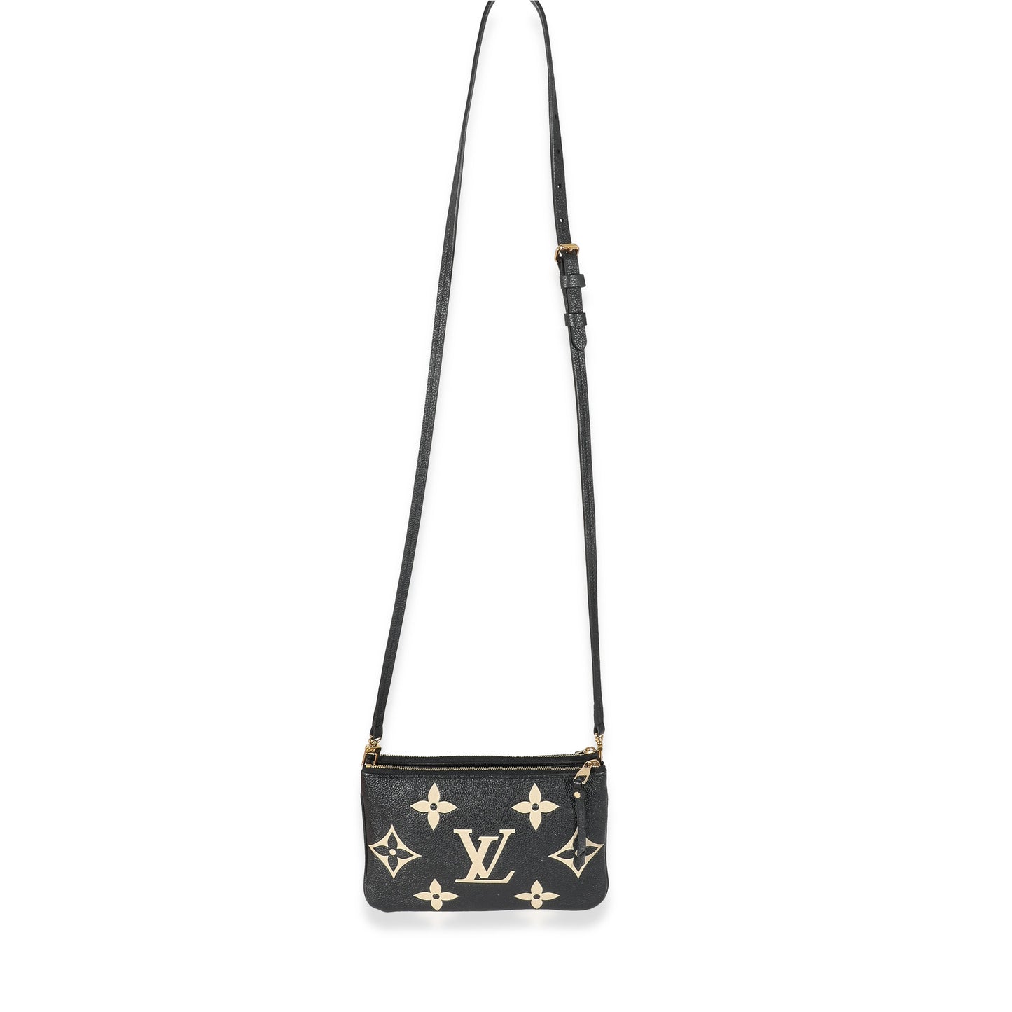 Louis Vuitton  Black & Beige Monogram Empreinte Double Zip Pochette