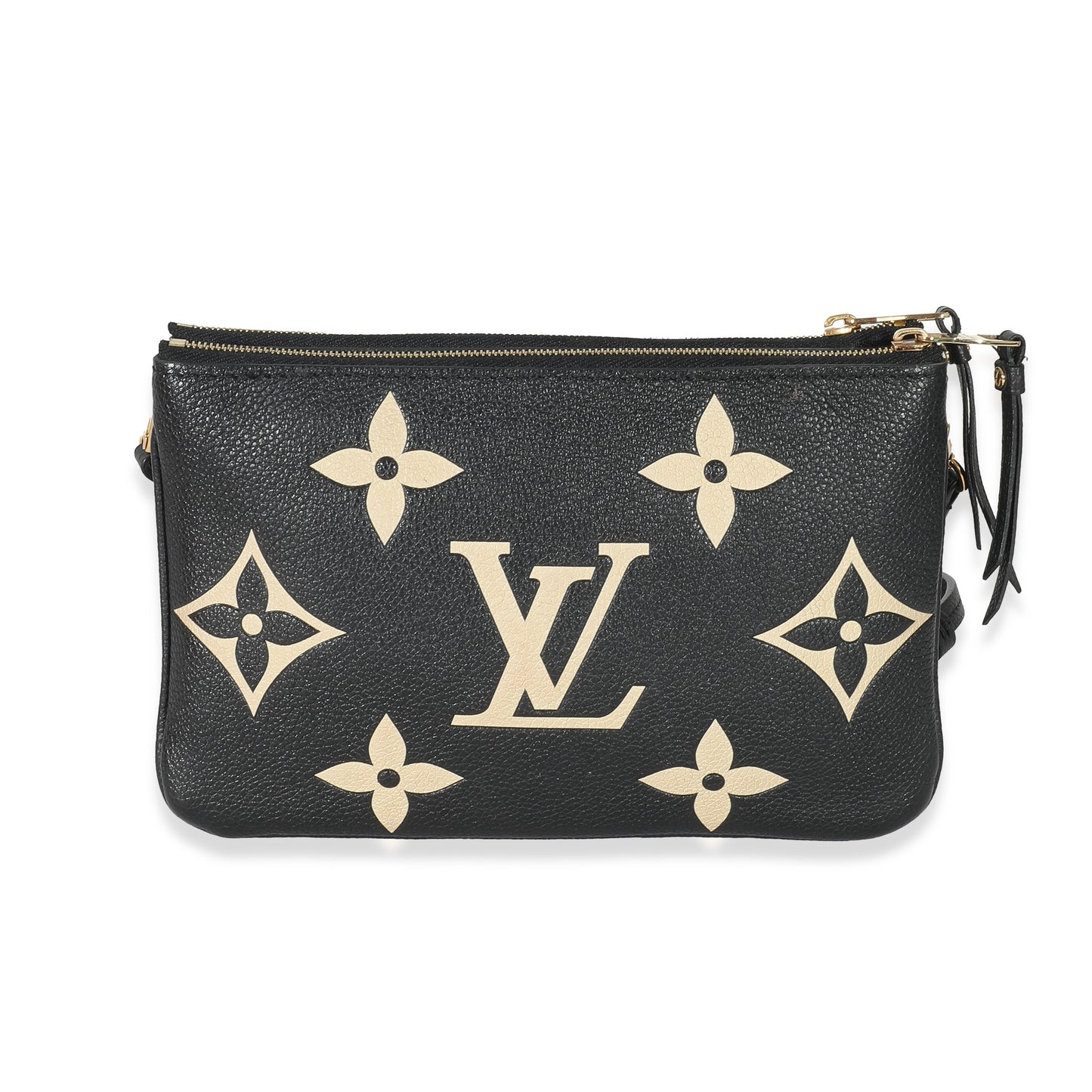 Louis Vuitton  Black & Beige Monogram Empreinte Double Zip Pochette