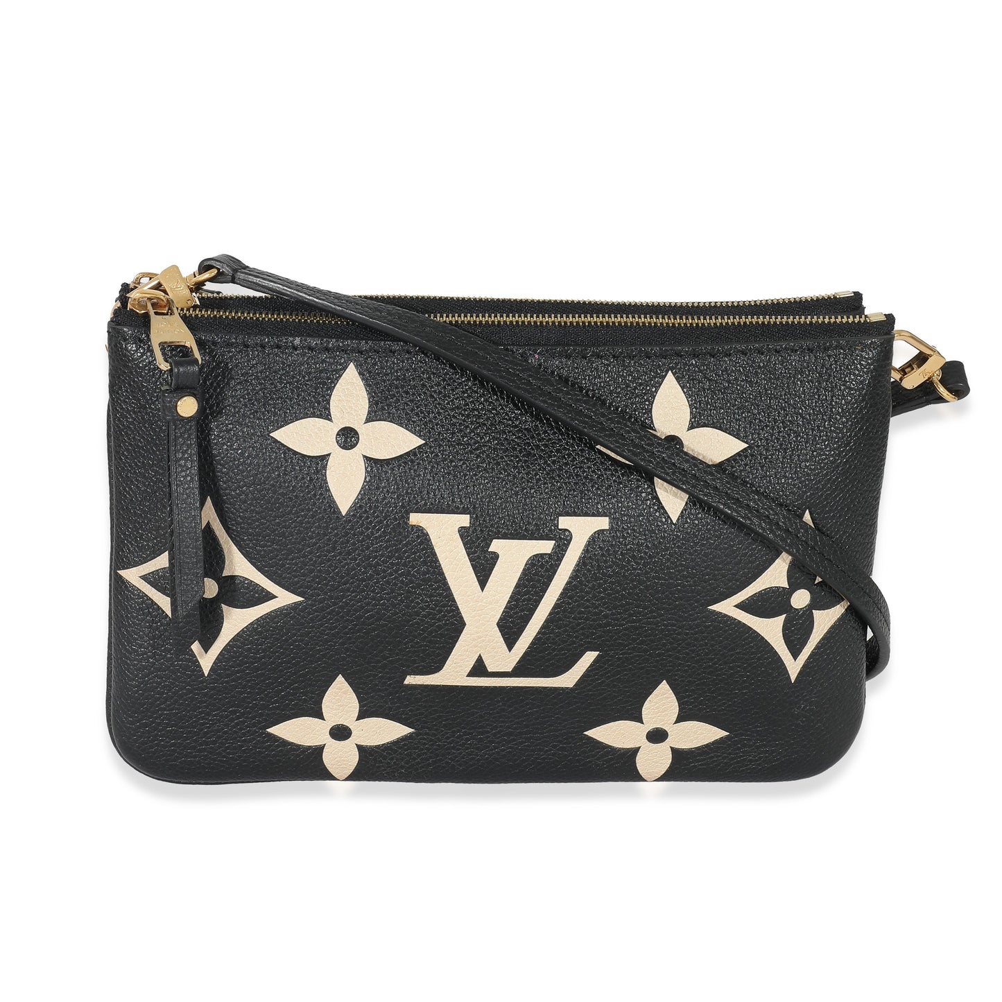 Louis Vuitton  Black & Beige Monogram Empreinte Double Zip Pochette