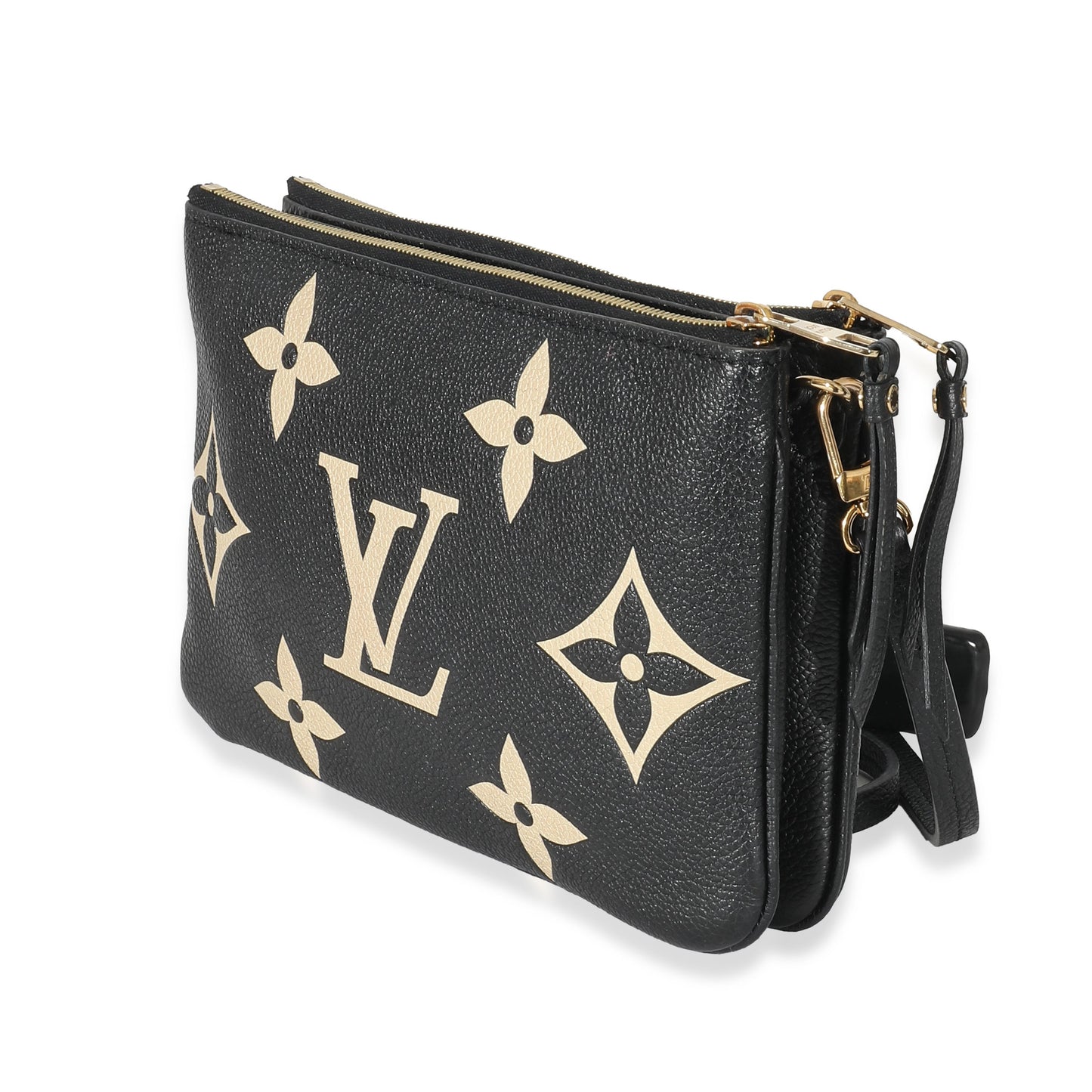 Louis Vuitton  Black & Beige Monogram Empreinte Double Zip Pochette