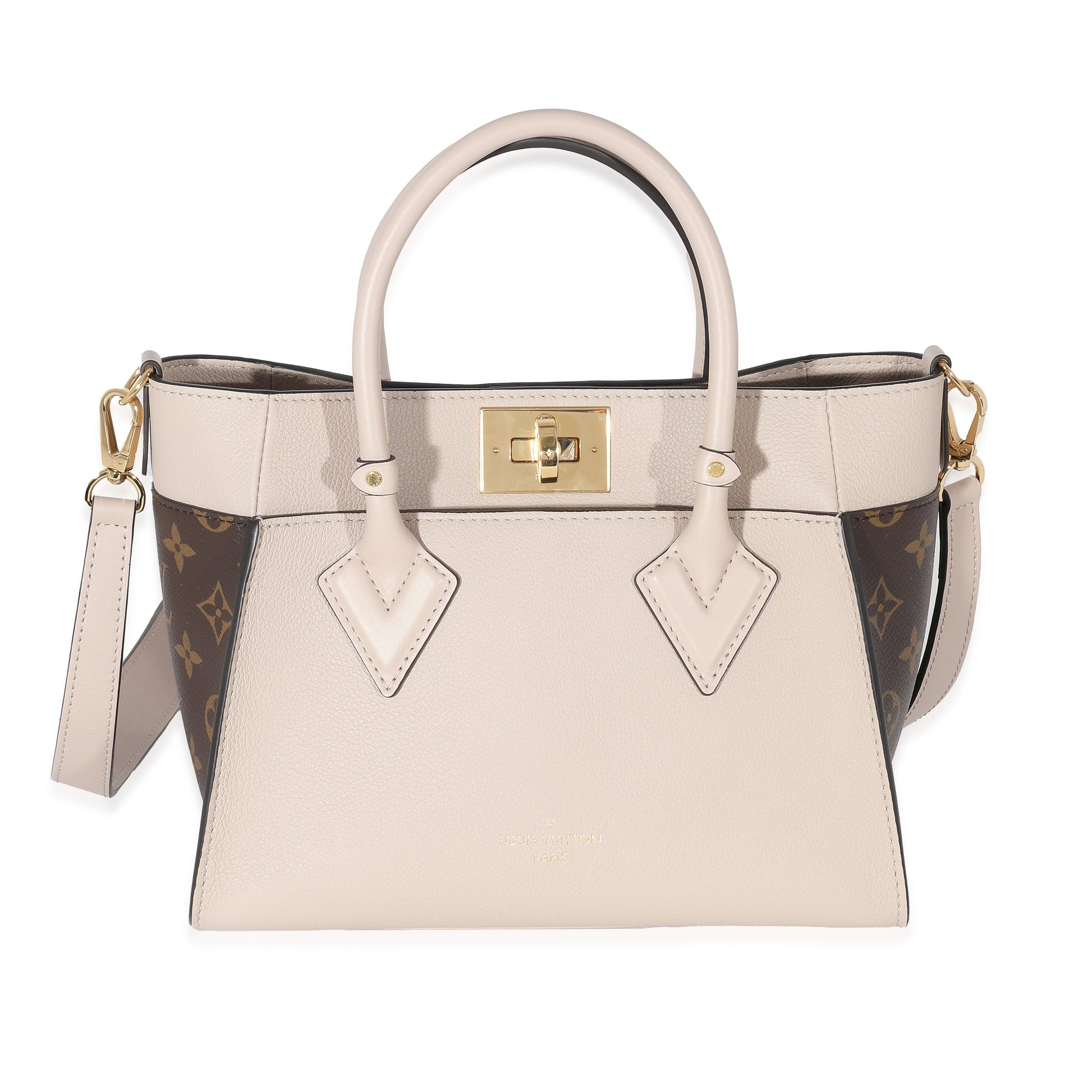 Louis Vuitton Greige Leather Monogram Canvas On My Side PM