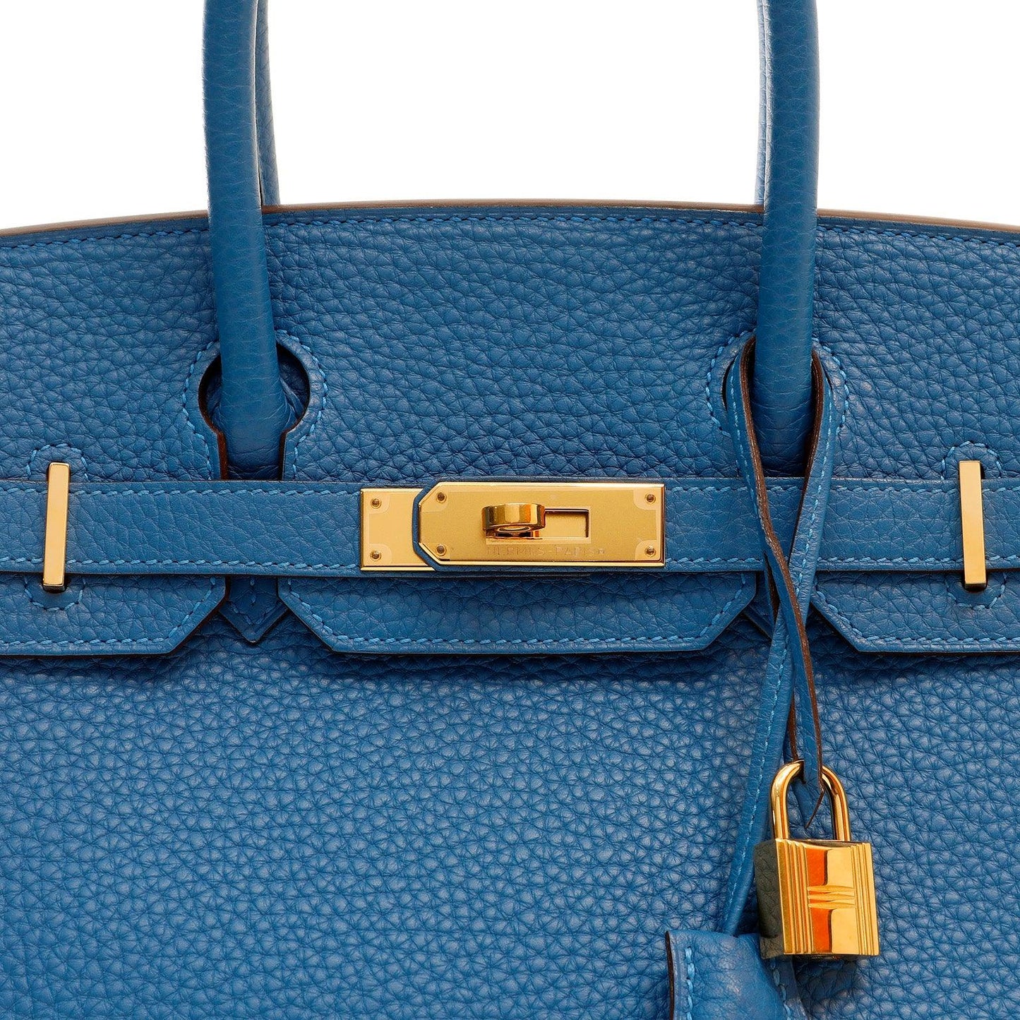 Hermes 30cm Blue Hydra Togo w/ Gold Hardware