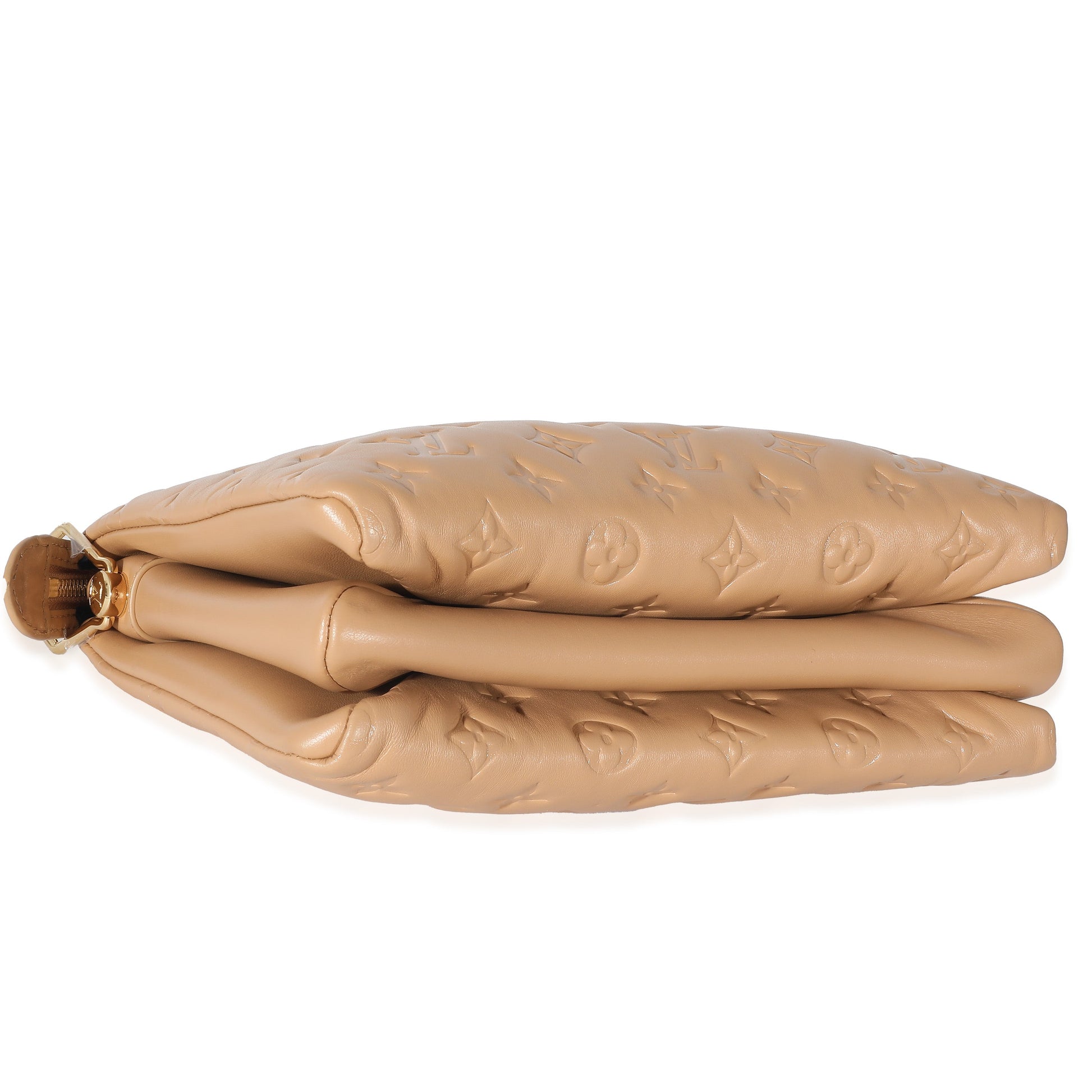 Louis Vuitton Camel Monogram Embossed Puffy Lambskin Coussin PM