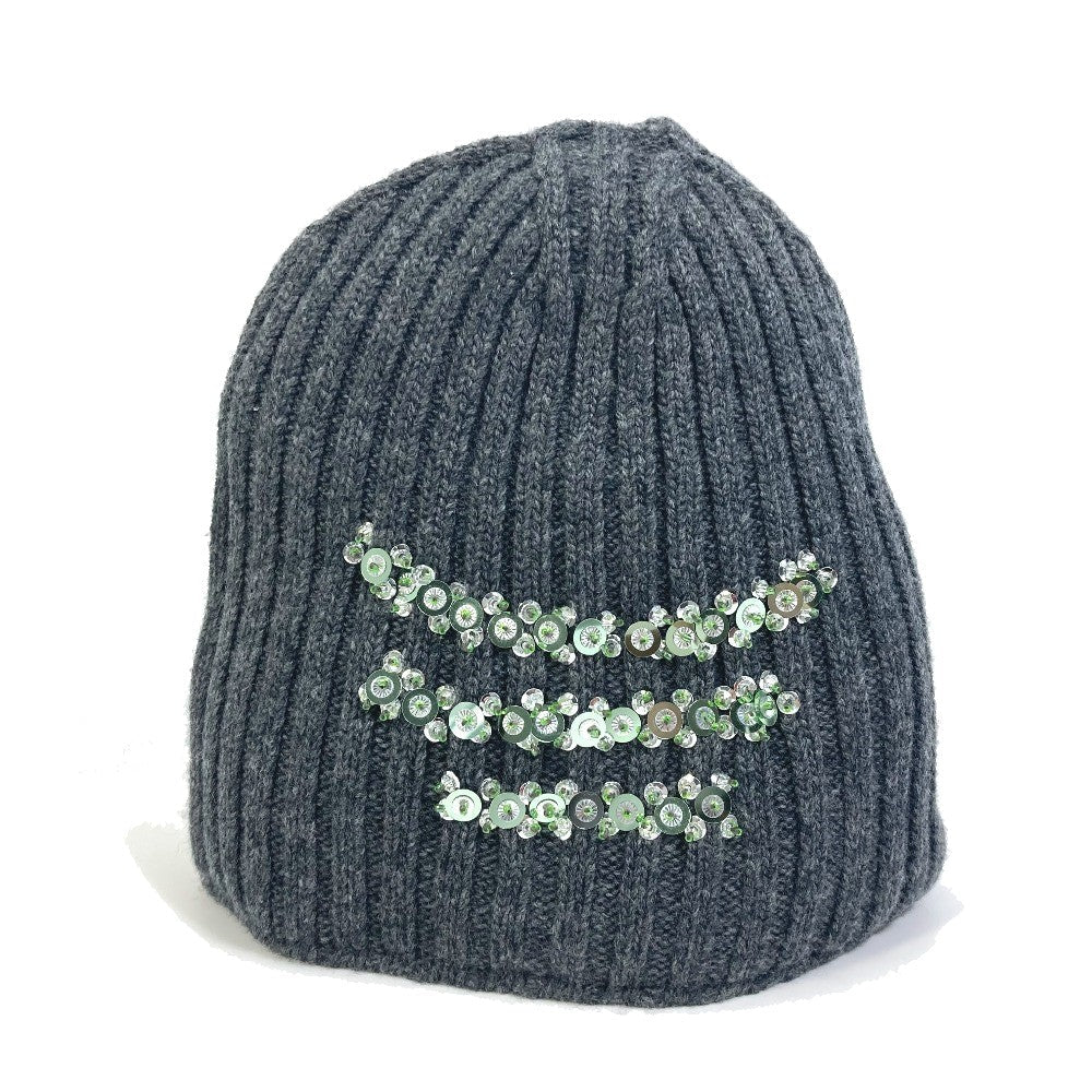PRADA Knit hat wool gray apparel Sequin Women XS