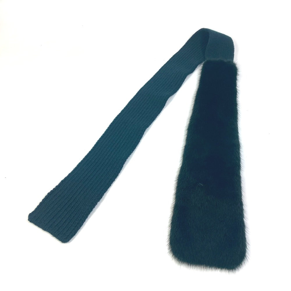 PRADA Scarf 167333 Fur, wool, cashmere green fur scarf Women