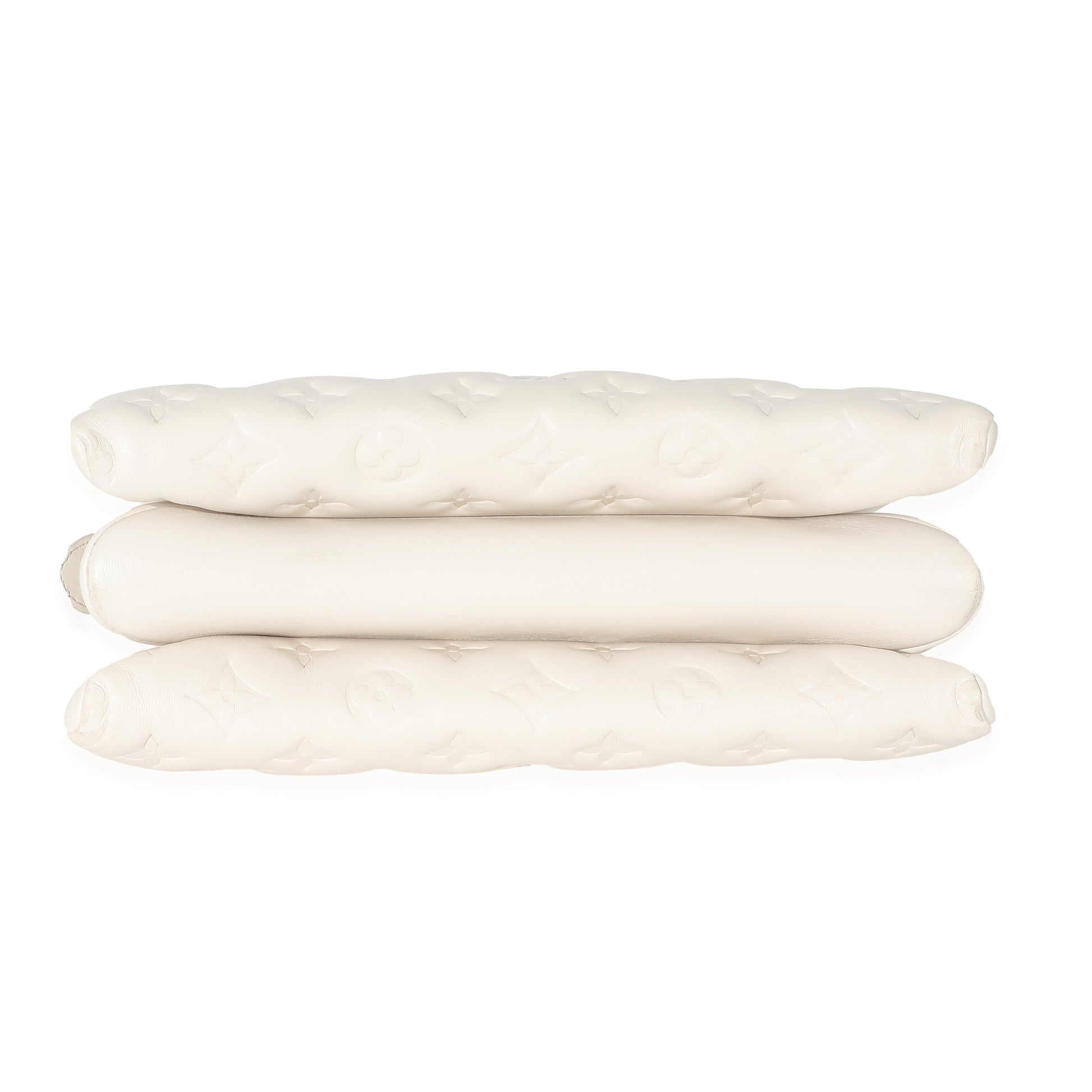 Louis Vuitton Cream Puffy Lambskin Monogram Coussin PM