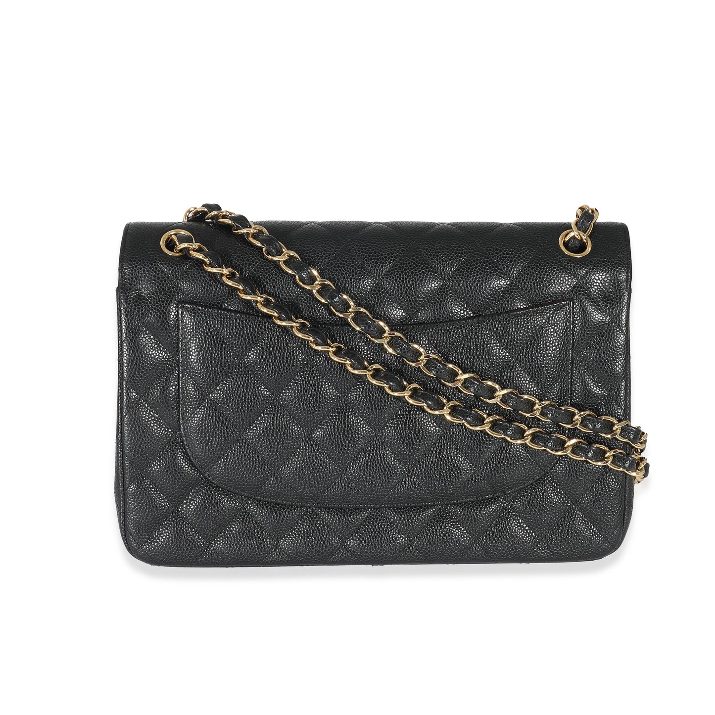 CHANEL Black Quilted Caviar Jumbo Double Flap Bag