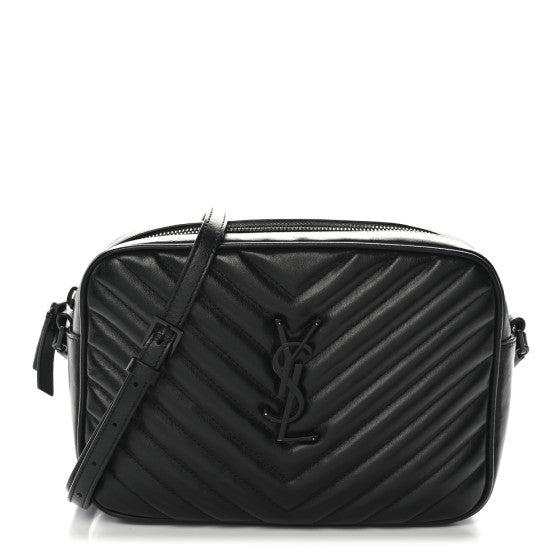 Saint Laurent Calfskin Matelasse Monogram Lou Camera Bag Black