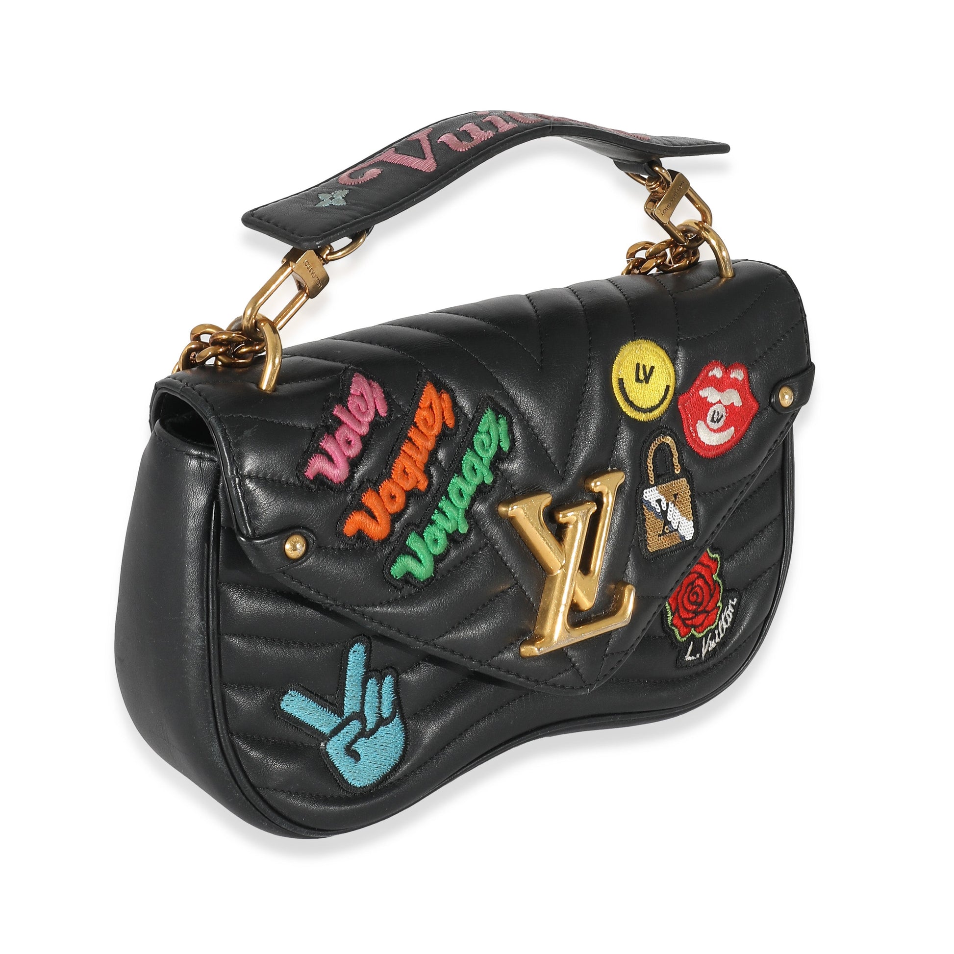 Louis Vuitton Black Calfskin Patches New Wave Chain MM
