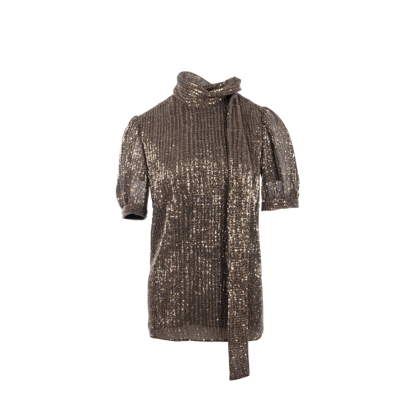 Luxury CELINE size 34 lavalli/ tulle blouse Top/polyster Gold