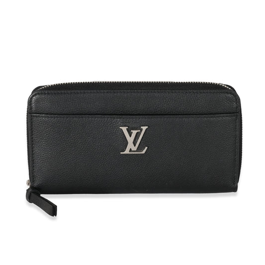 Louis Vuitton  Black Supple Calf Leather Lockme Zippy Wallet