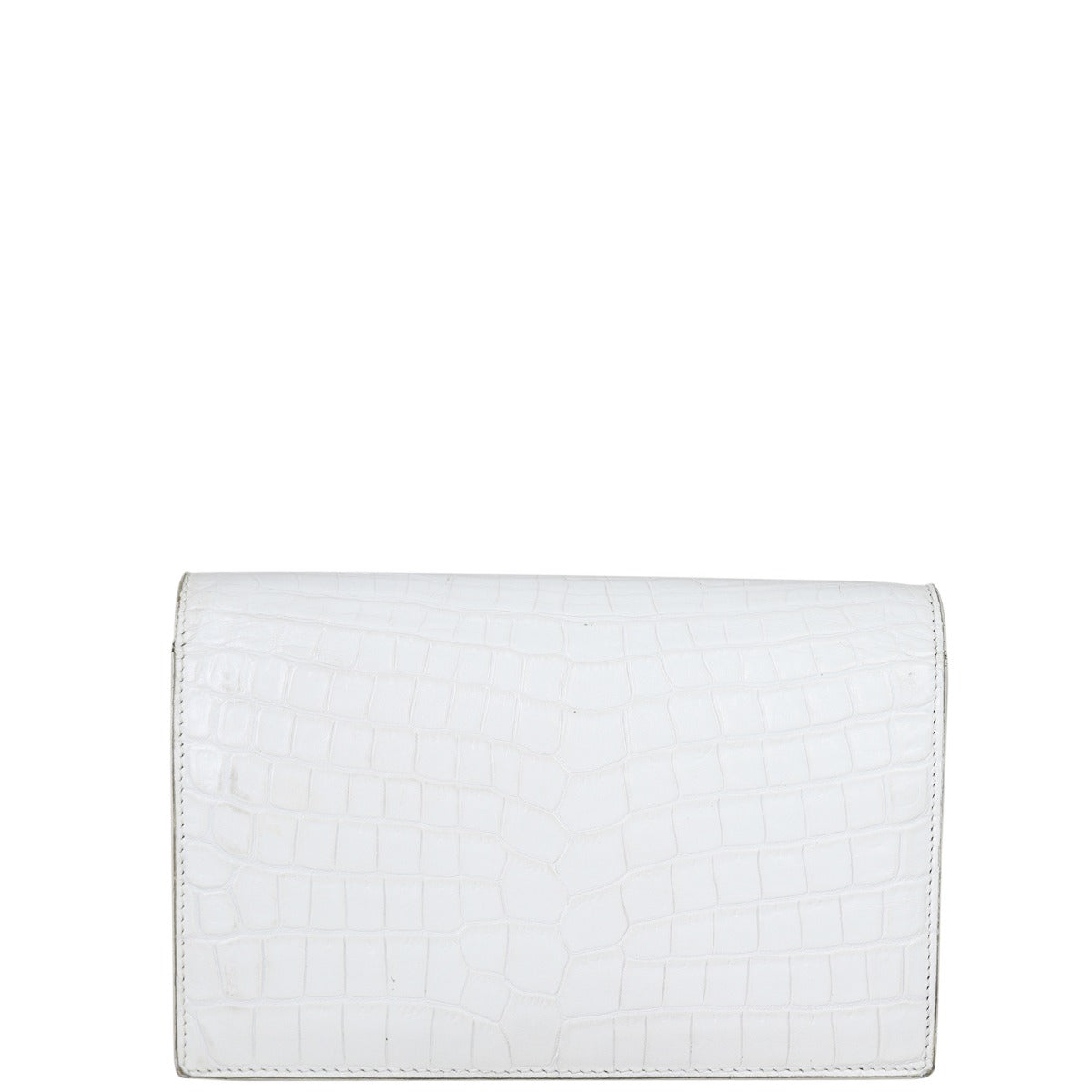 Saint Laurent Kate Tassel Chain Wallet Croc-Embossed