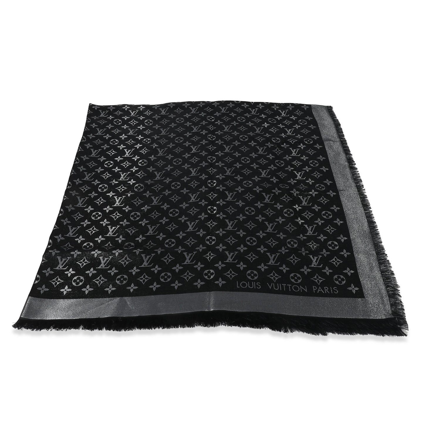 Louis Vuitton Black Silk Blend Monogram Shine Shawl