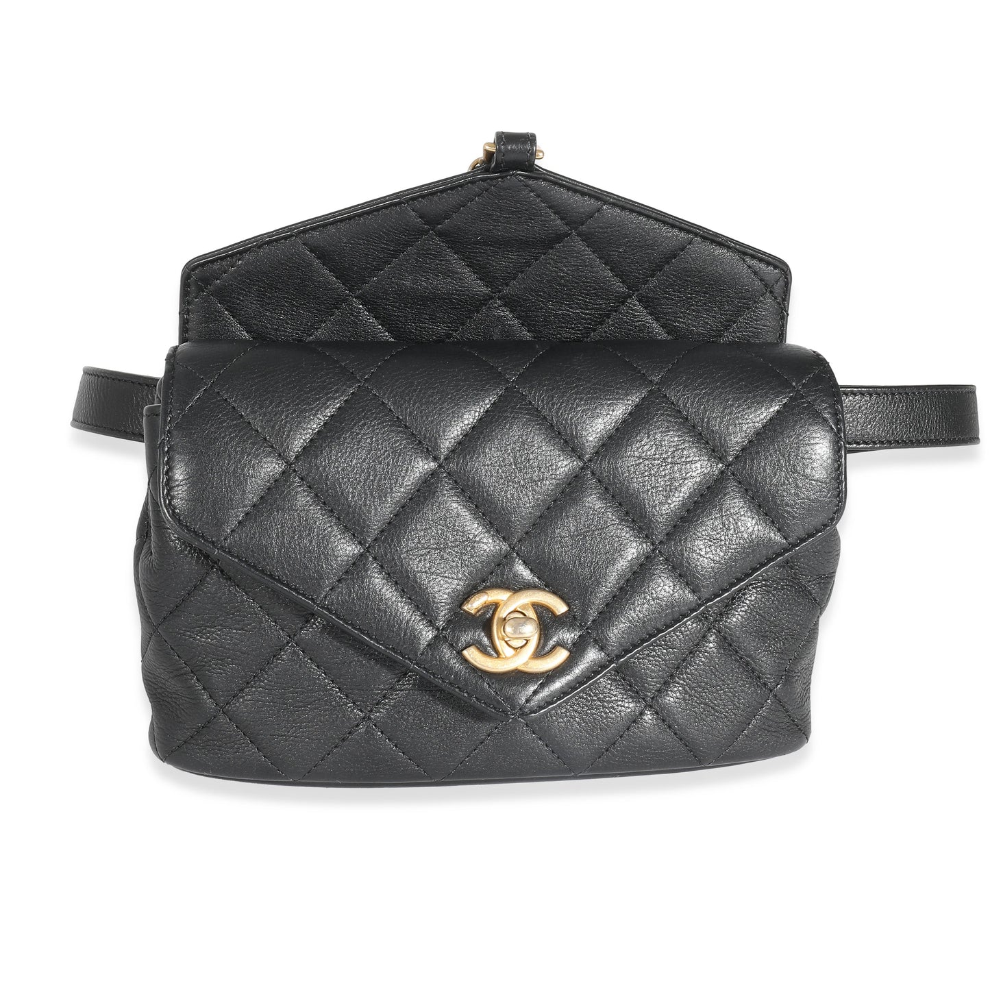 CHANEL Black Quilted Calfskin Carry With Chic Flap Waist Bag