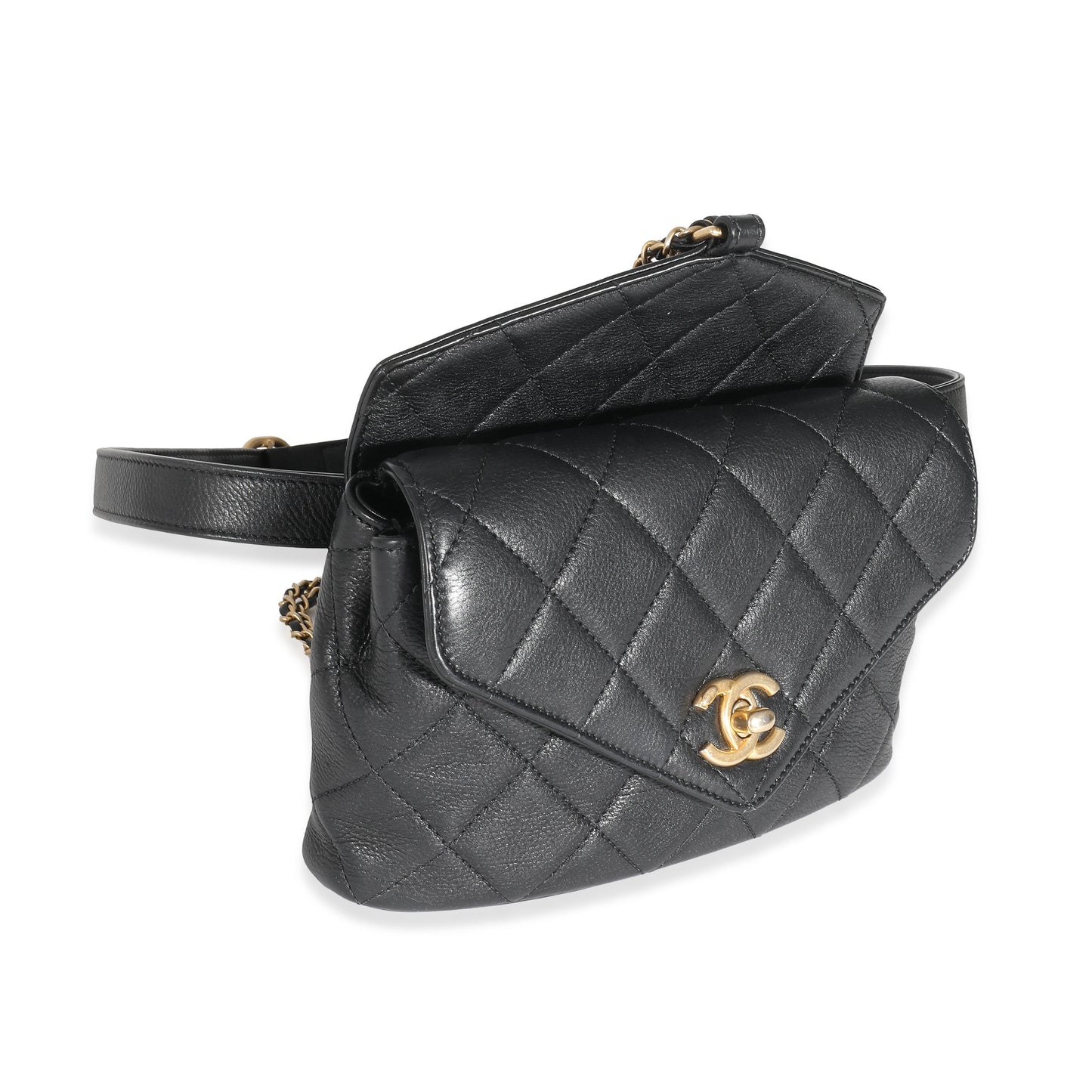 CHANEL Black Quilted Calfskin Carry With Chic Flap Waist Bag