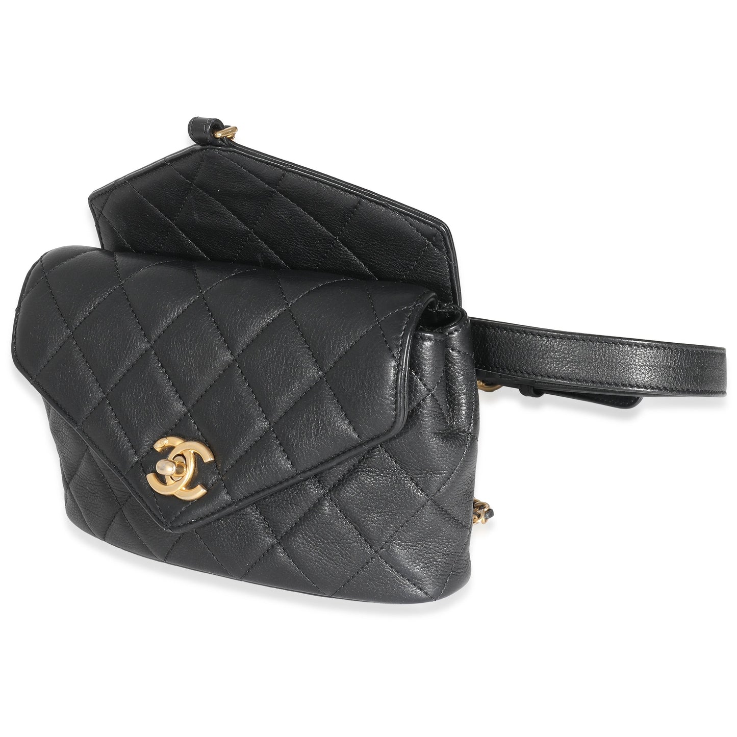 CHANEL Black Quilted Calfskin Carry With Chic Flap Waist Bag