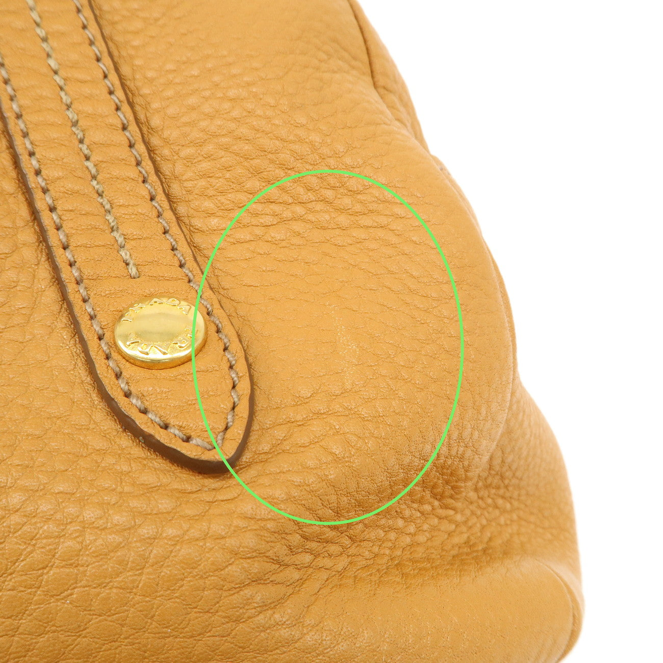 PRADA Logo Leather Chain Shoulder Bag Boston Bag Hand Bag Camel BL0692