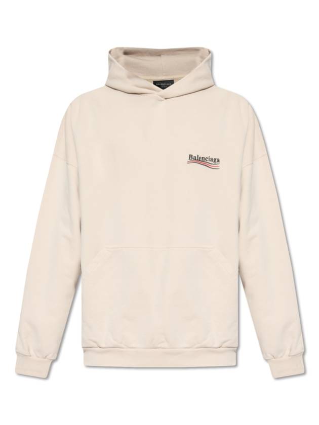 Luxury Balenciaga Trending 2026 Embroidered Logo Cotton Hoodie Beige