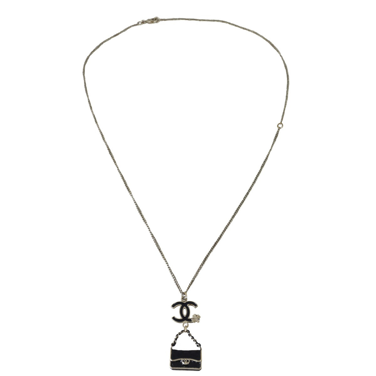 Chanel CC Enamel Flap Bag Pendant Necklace | Pale Gold Hardware