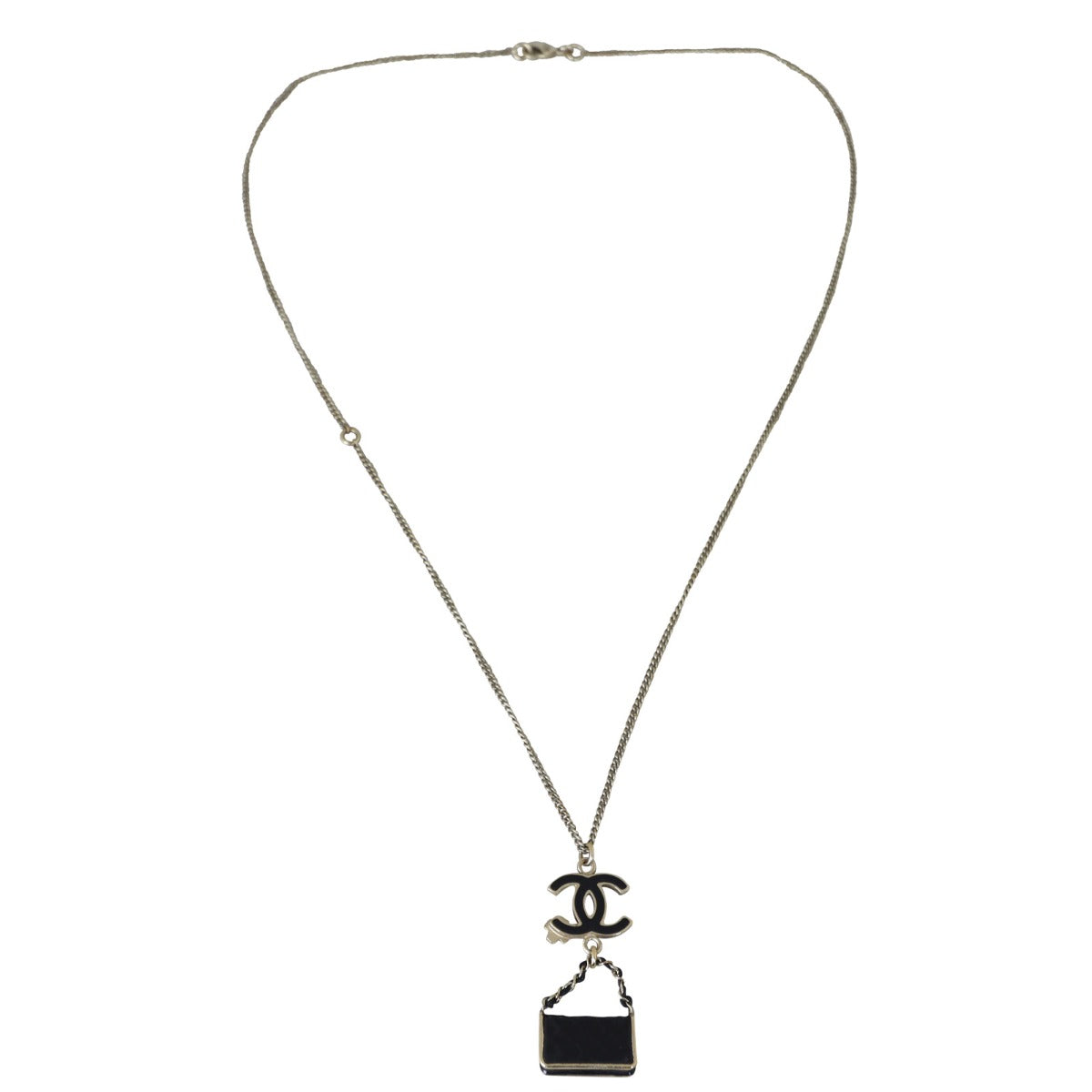 Chanel CC Enamel Flap Bag Pendant Necklace | Pale Gold Hardware
