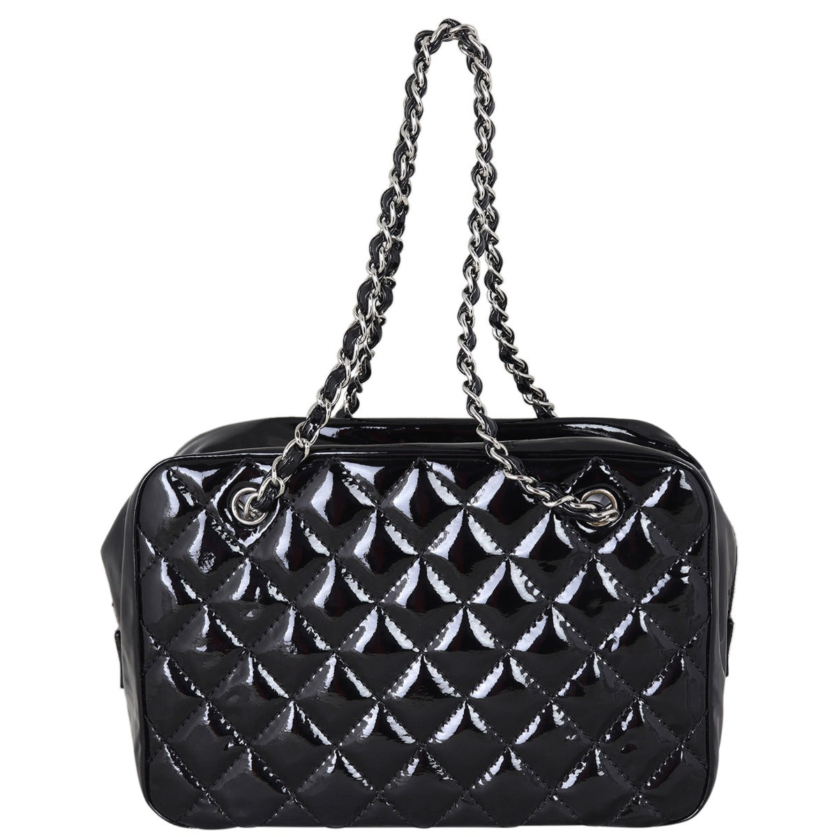 Chanel Brilliant Patent Camera Bag Large | Silver Hardware