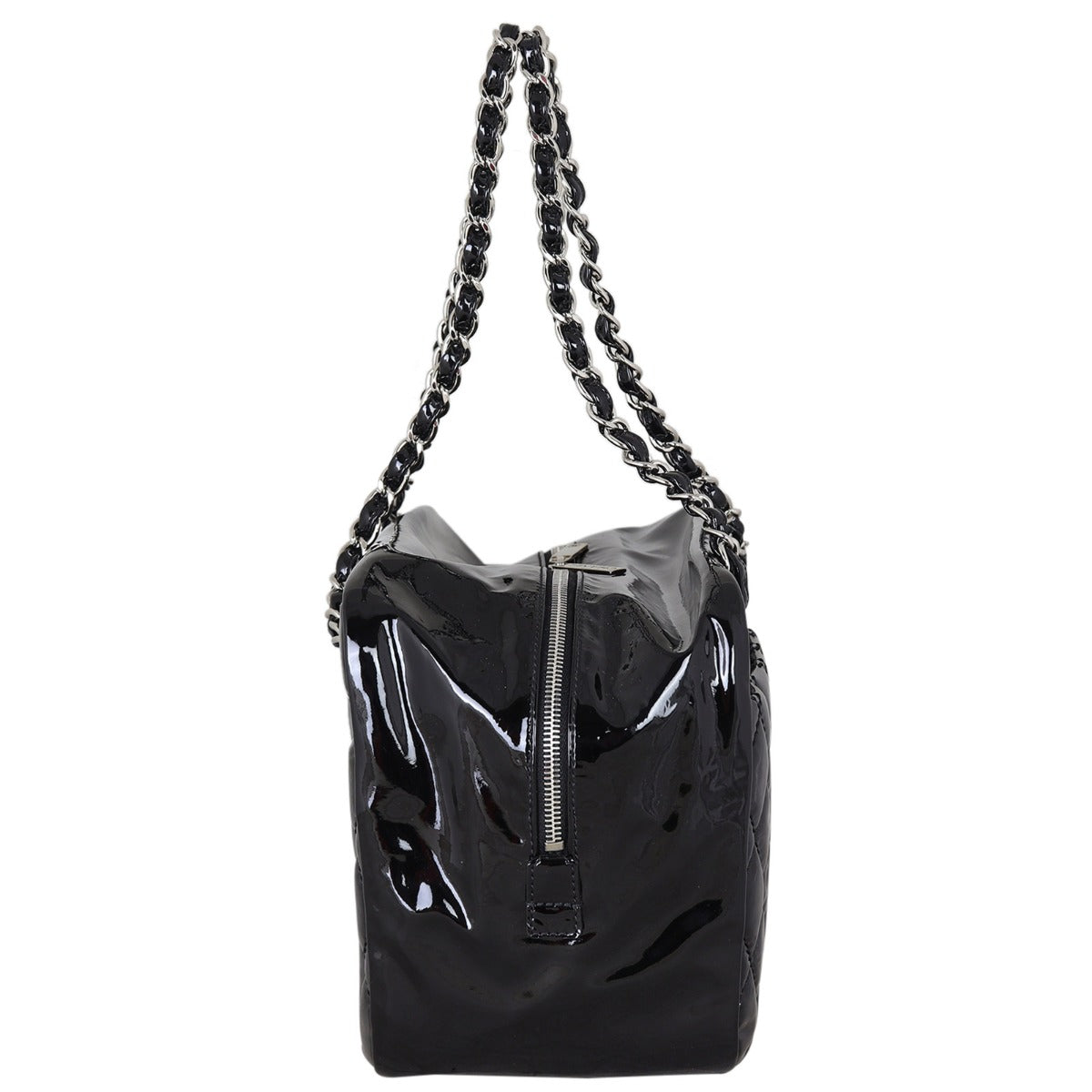 Chanel Brilliant Patent Camera Bag Large | Silver Hardware