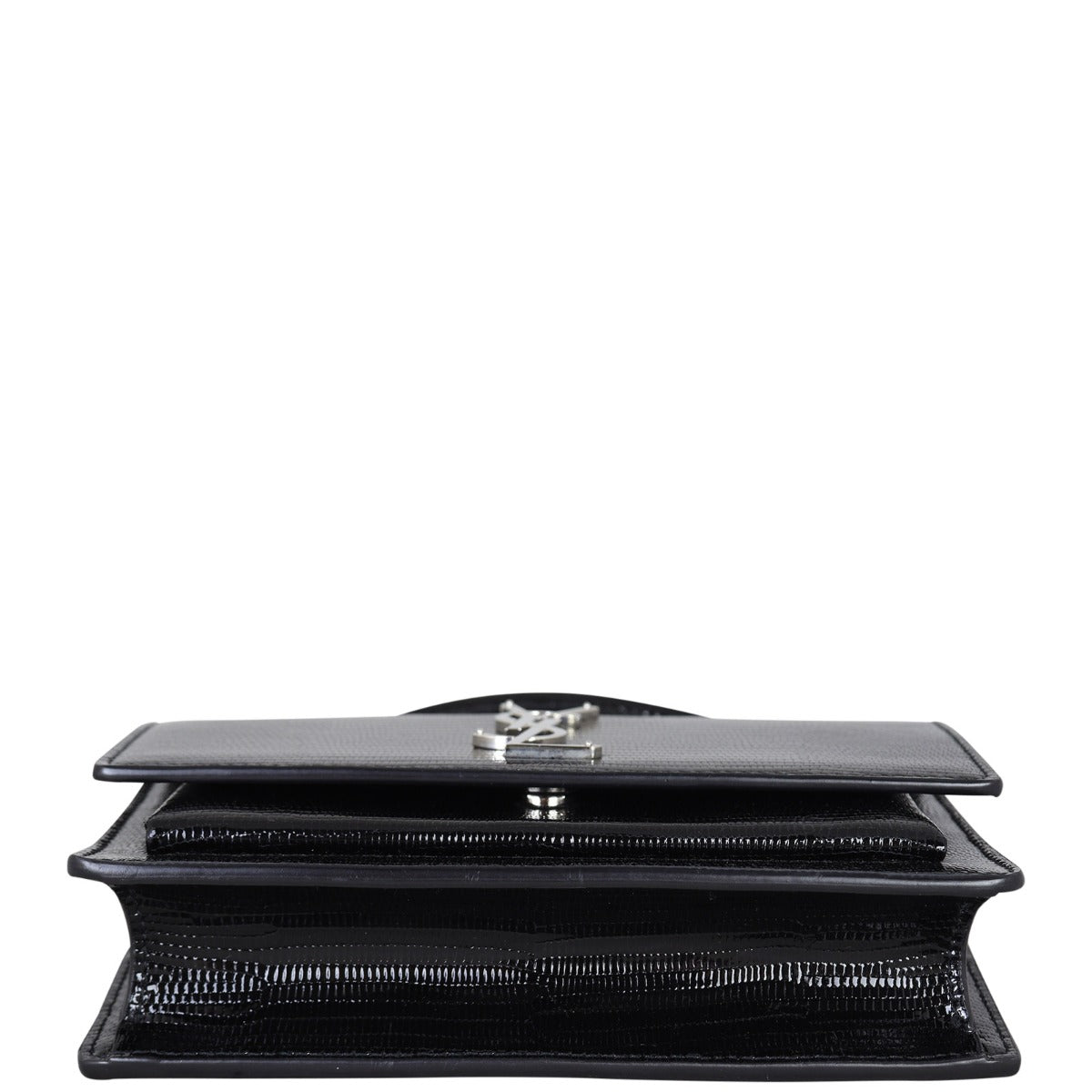 Saint Laurent Sunset Chain Wallet Lizard Embossed