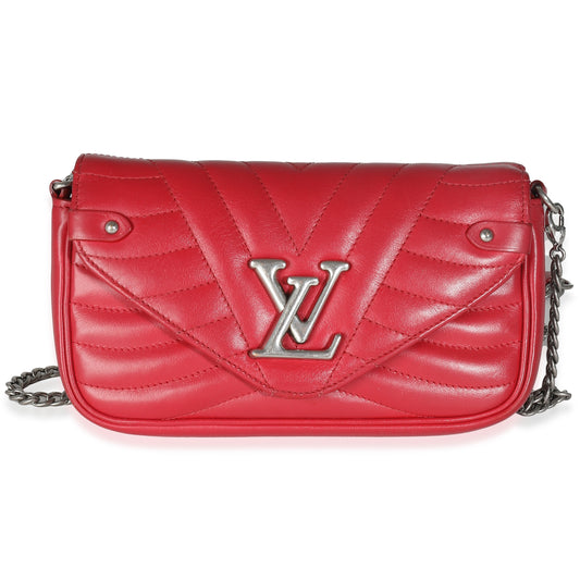 Louis Vuitton Scarlet Calfskin New Wave Chain Pochette