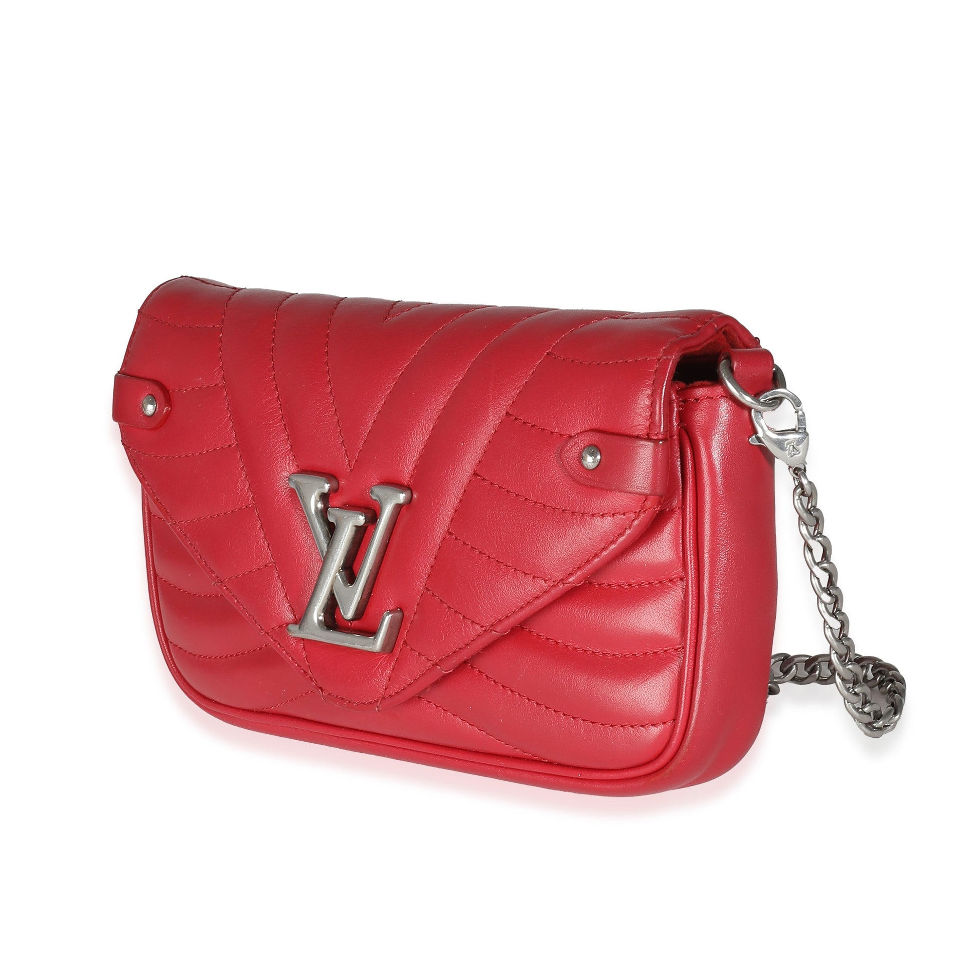 Louis Vuitton Scarlet Calfskin New Wave Chain Pochette