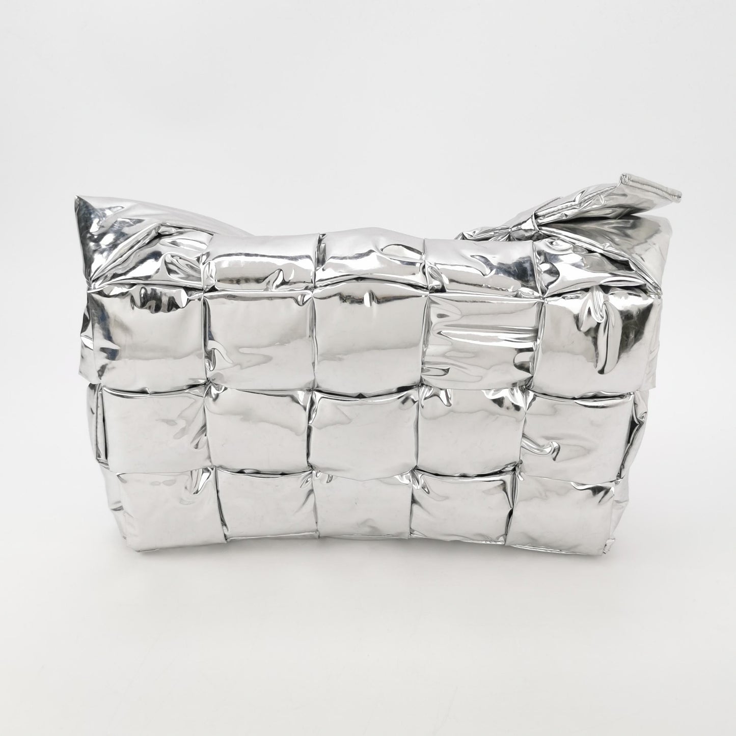 Bottega Veneta Padded Cassette Silver Leather Large