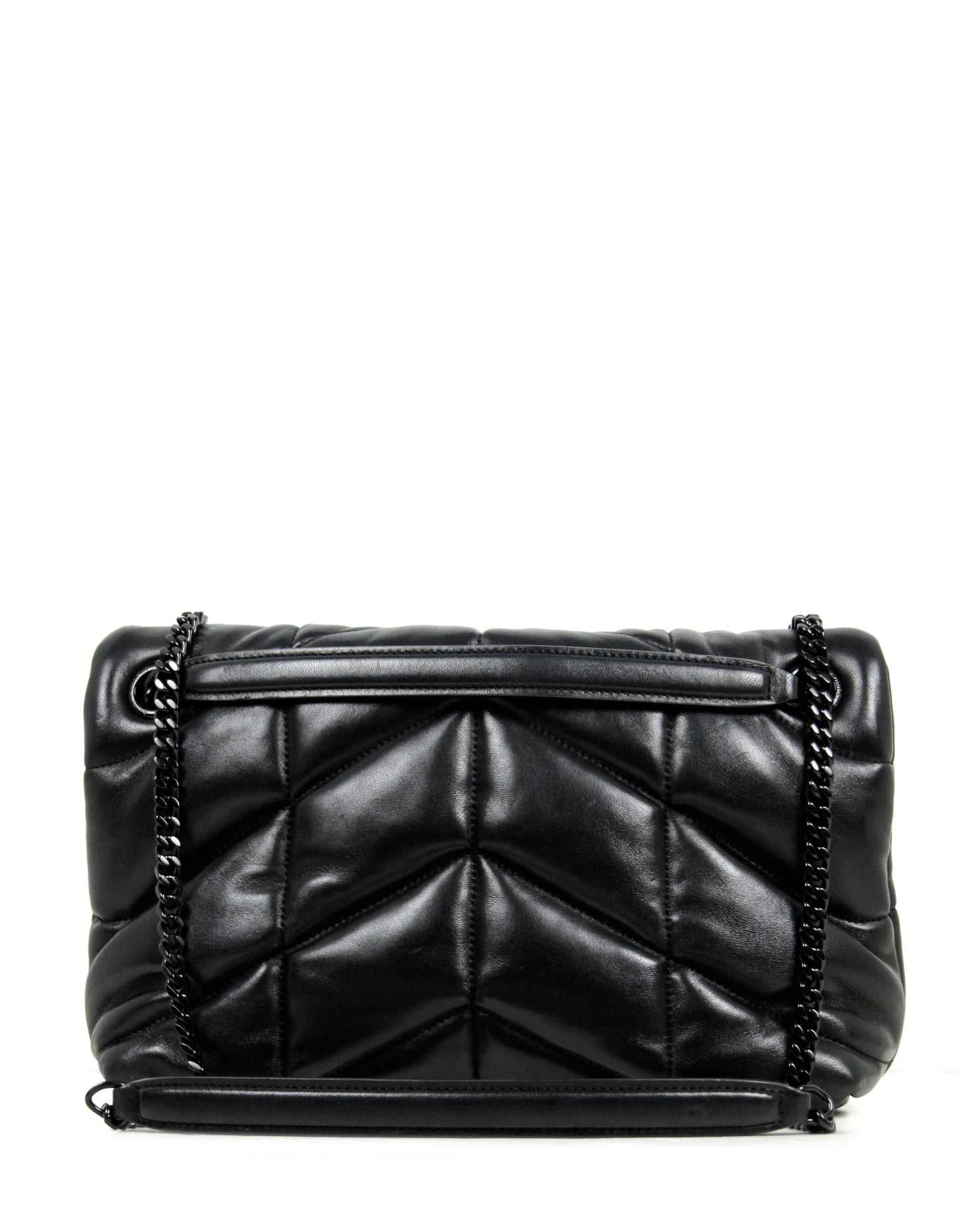 Saint Laurent Black on Black Leather Small Loulou Puffer Bag