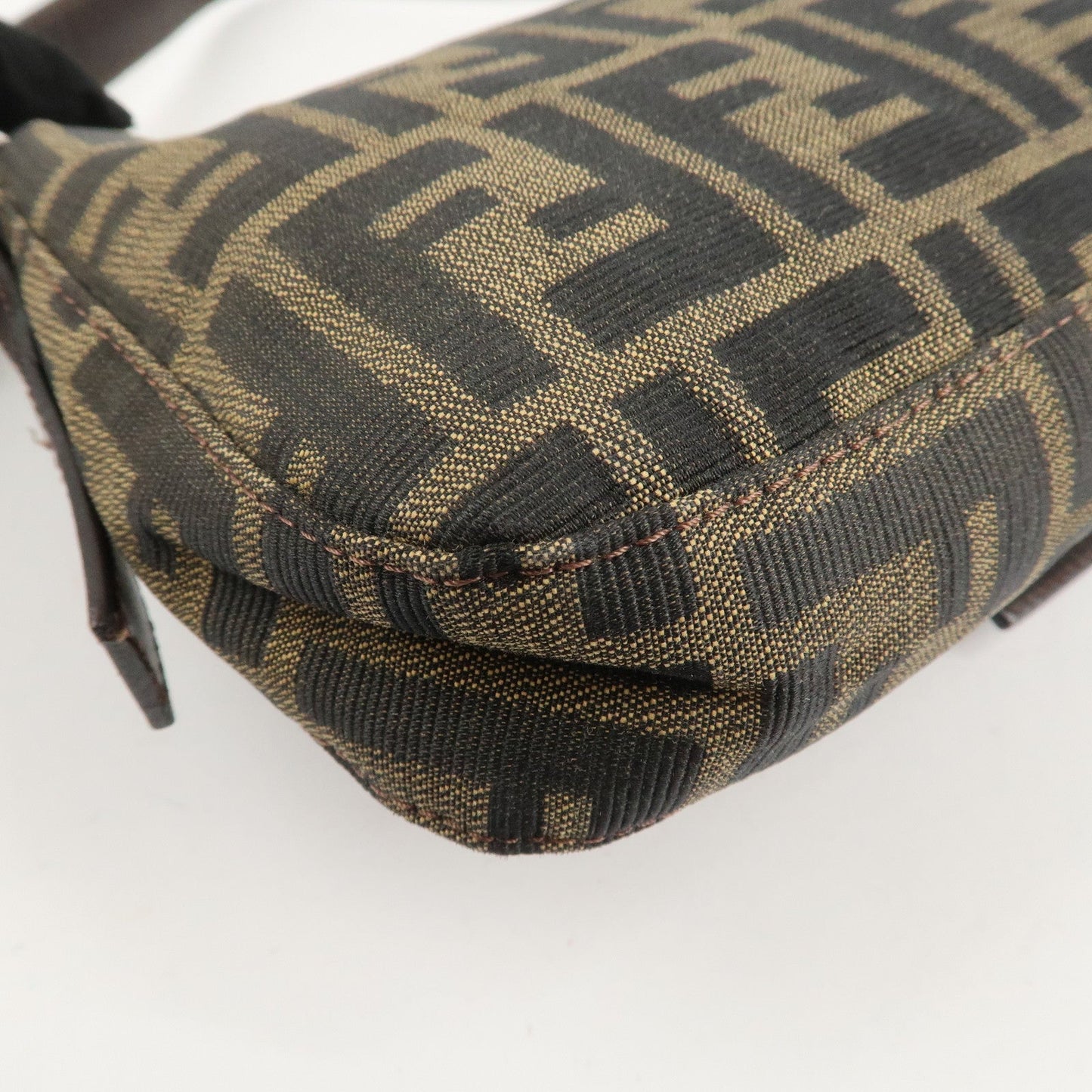 FENDI Mamma Bagguette Zucca Canvas Leather Shoulder Bag 26424