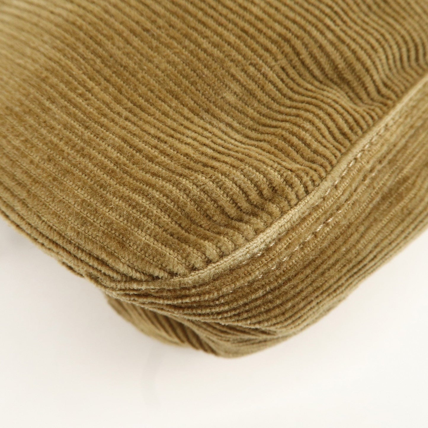 FENDI Mamma Baguette Corduroy Shoulder Bag Khaki 26725