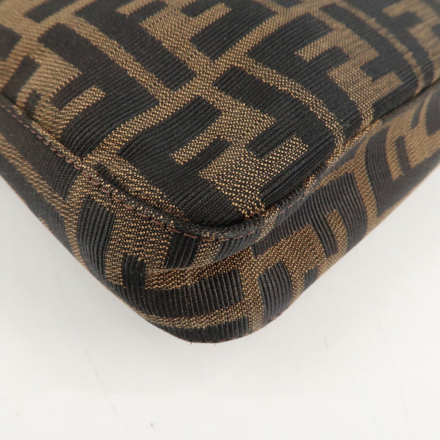 FENDI Zucca Canvas Leather Shoulder Bag Brown 26569