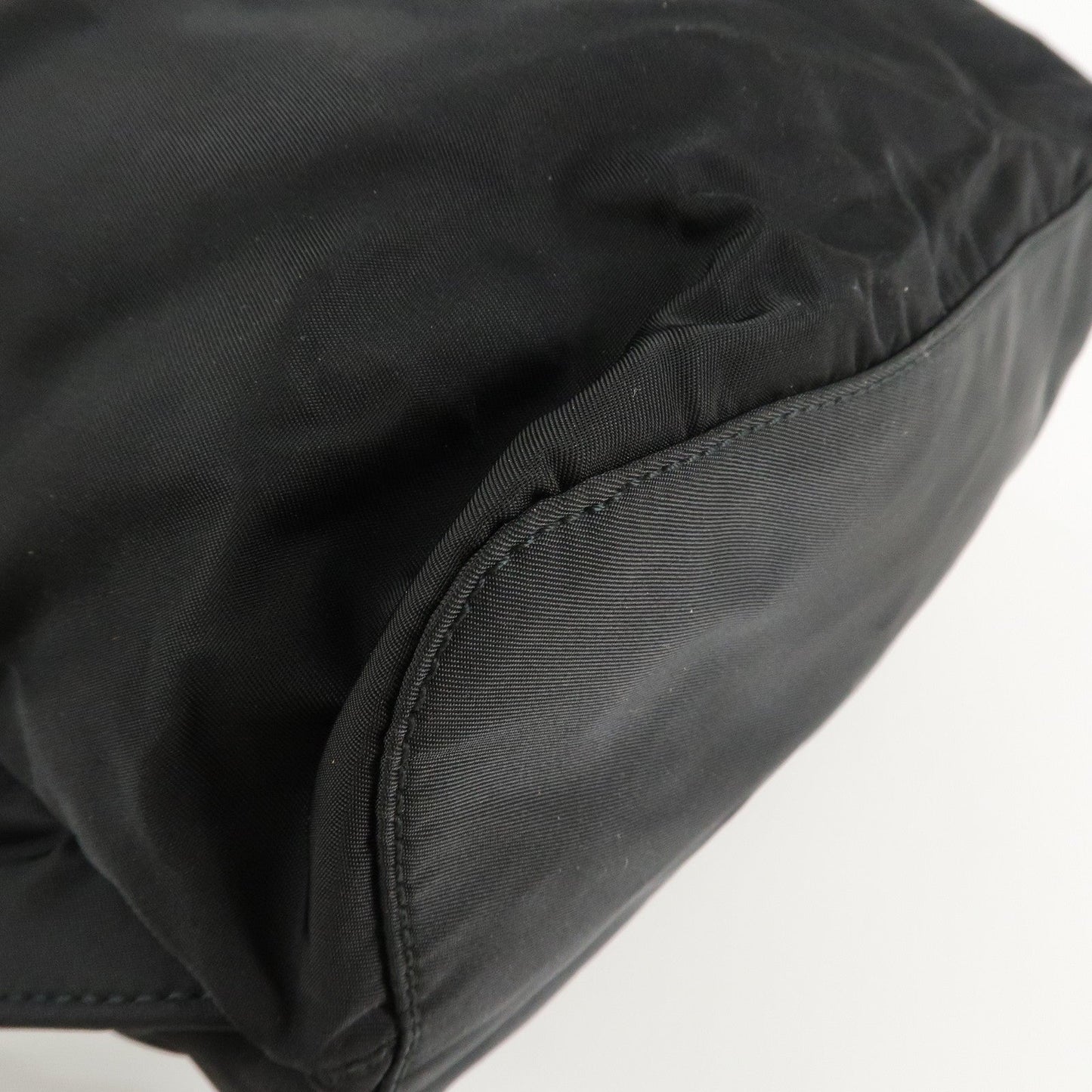PRADA Triangle Logo Nylon Leather Back Pack Black B5885