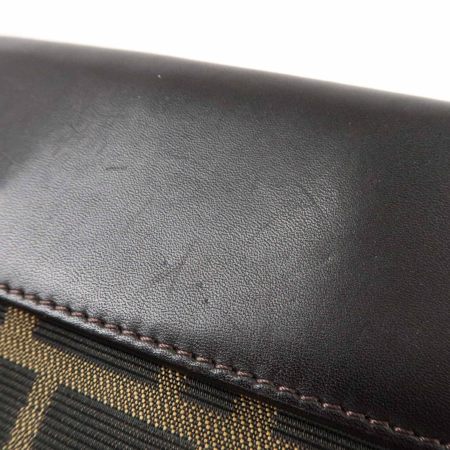 FENDI Zucca Canvas Leather Long Bi-fold Wallet Brown 8M0032