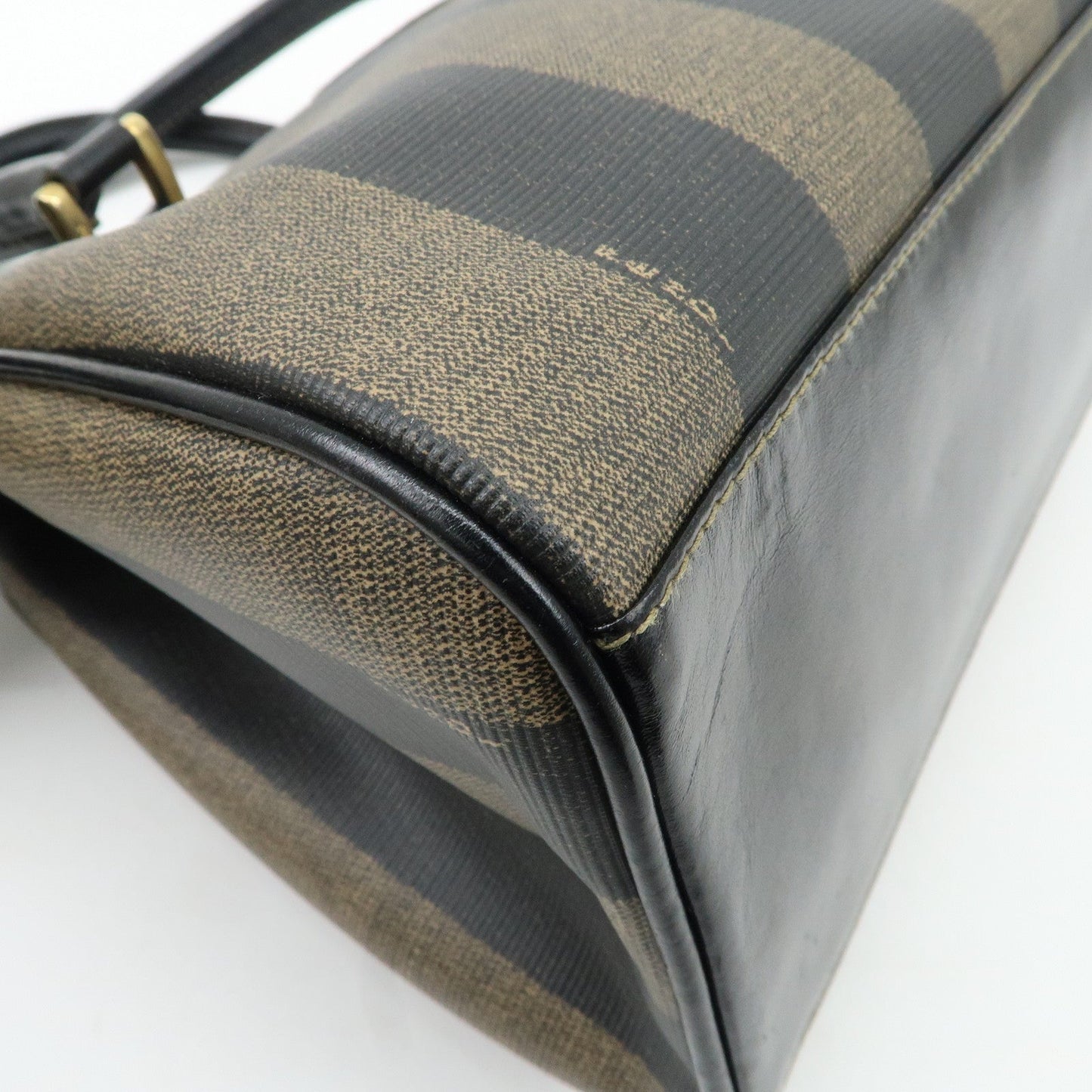 FENDI Pequin PVC Leather 2Way Bag Hand Bag Brown Black