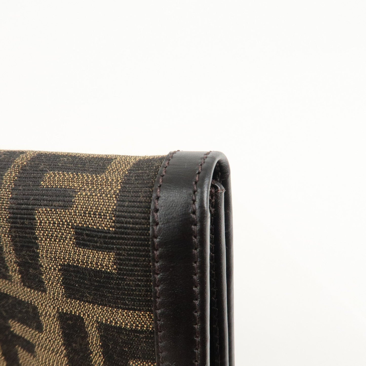 FENDI Zucca Canvas Leather Long Wallet Brown 8M0000