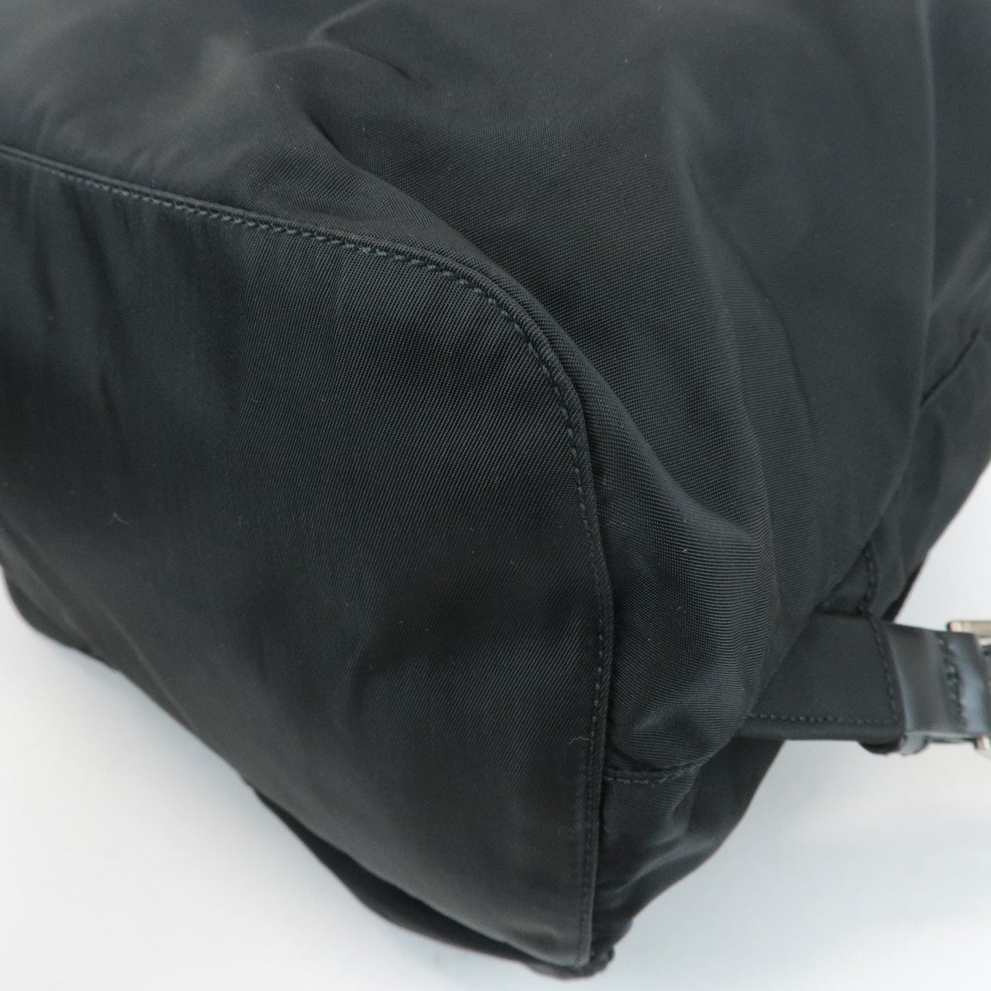 PRADA Triangle Logo Nylon Leather Back Pack Ruck Sack Black B2811