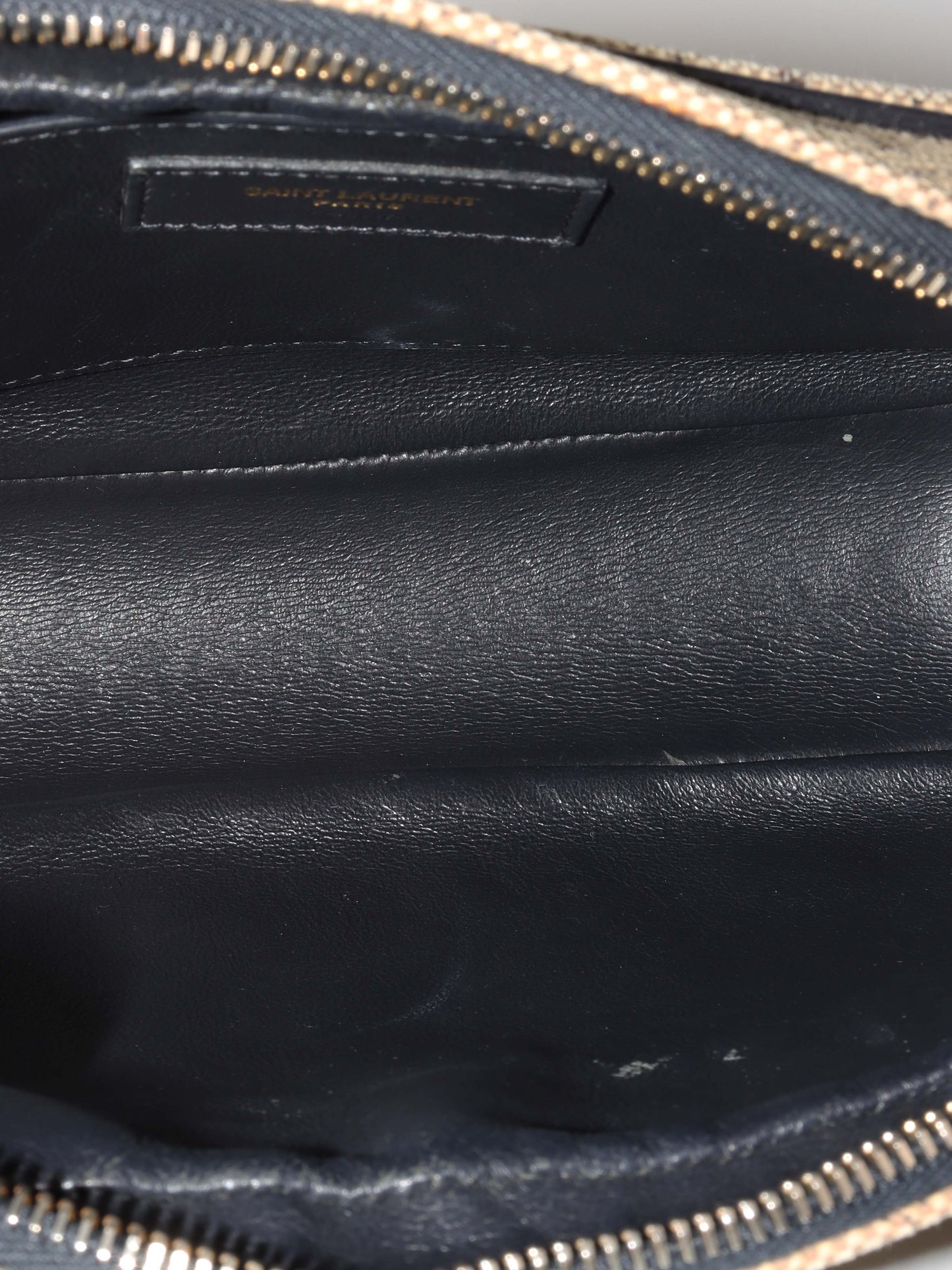 Saint Laurent Monogram All Over Canvas Camera Bag.