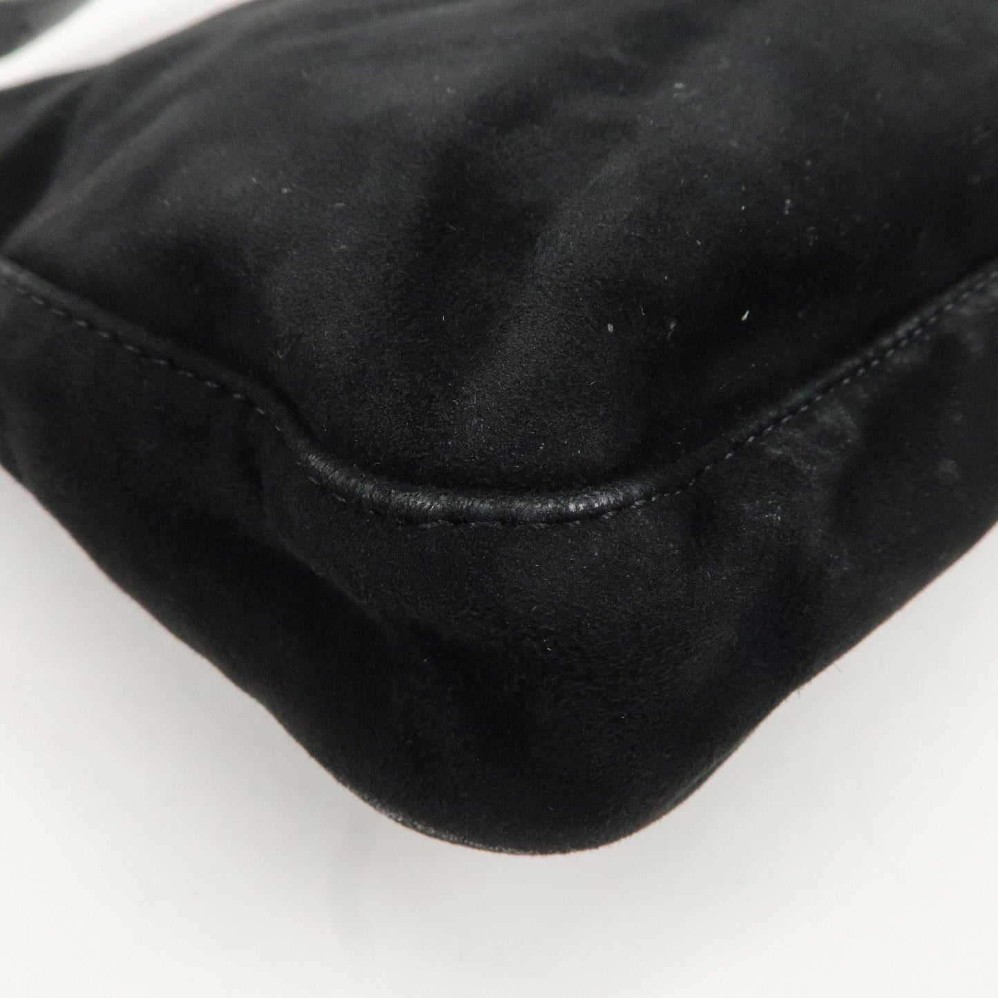 FENDI Suede Leather Shoulder Bag Black 26569