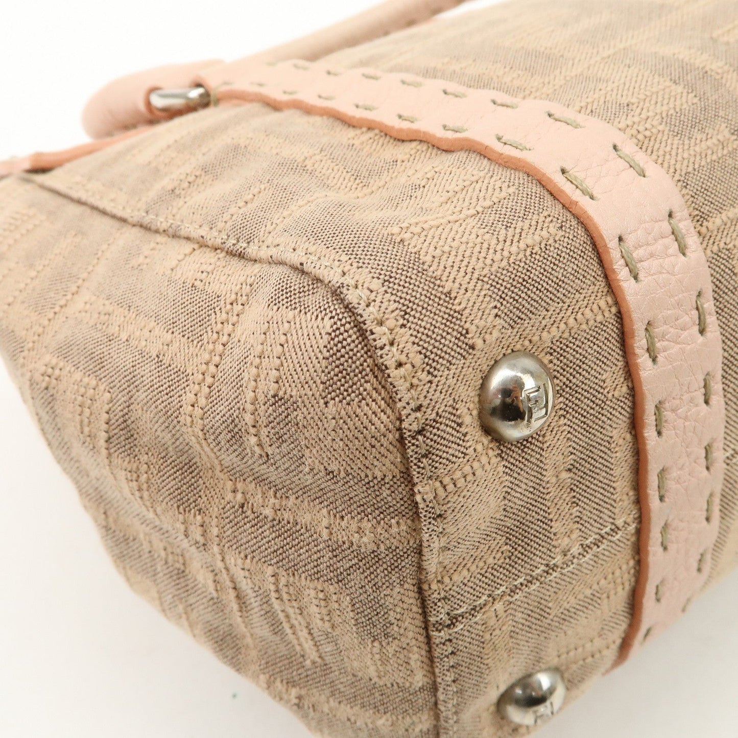 FENDI Zucca Selleria Leather Mini Linda Hand Bag Pink 8BR486