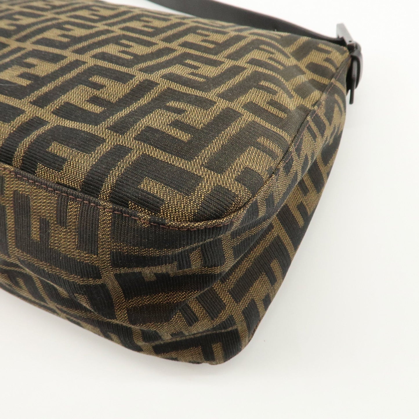 FENDI Mamma Baguette Zucca Canvas Leather Shoulder Bag 8BR001