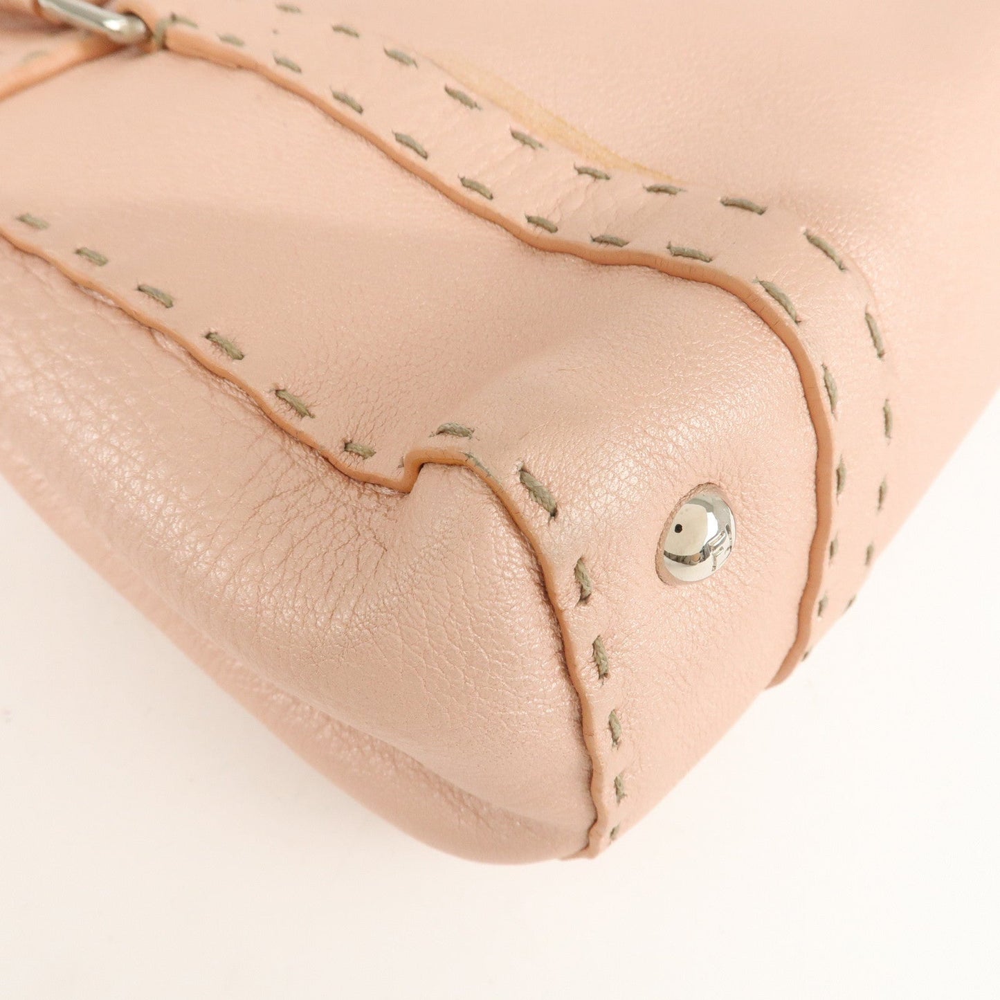 FENDI Selleria Leather Mini Linda Hand Bag Pink 8BR486