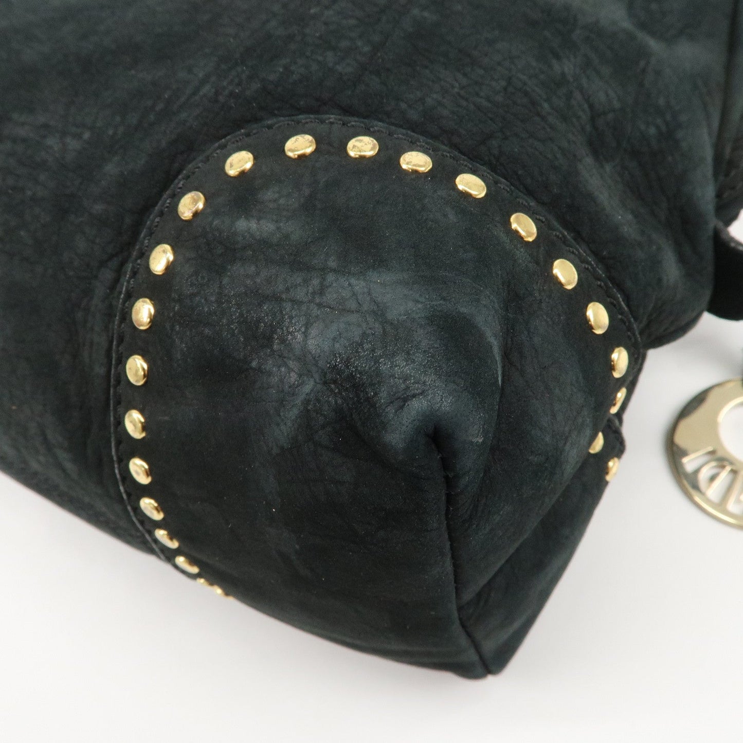 FENDI Suede Studs Mini Boston Bag Black 8BL076