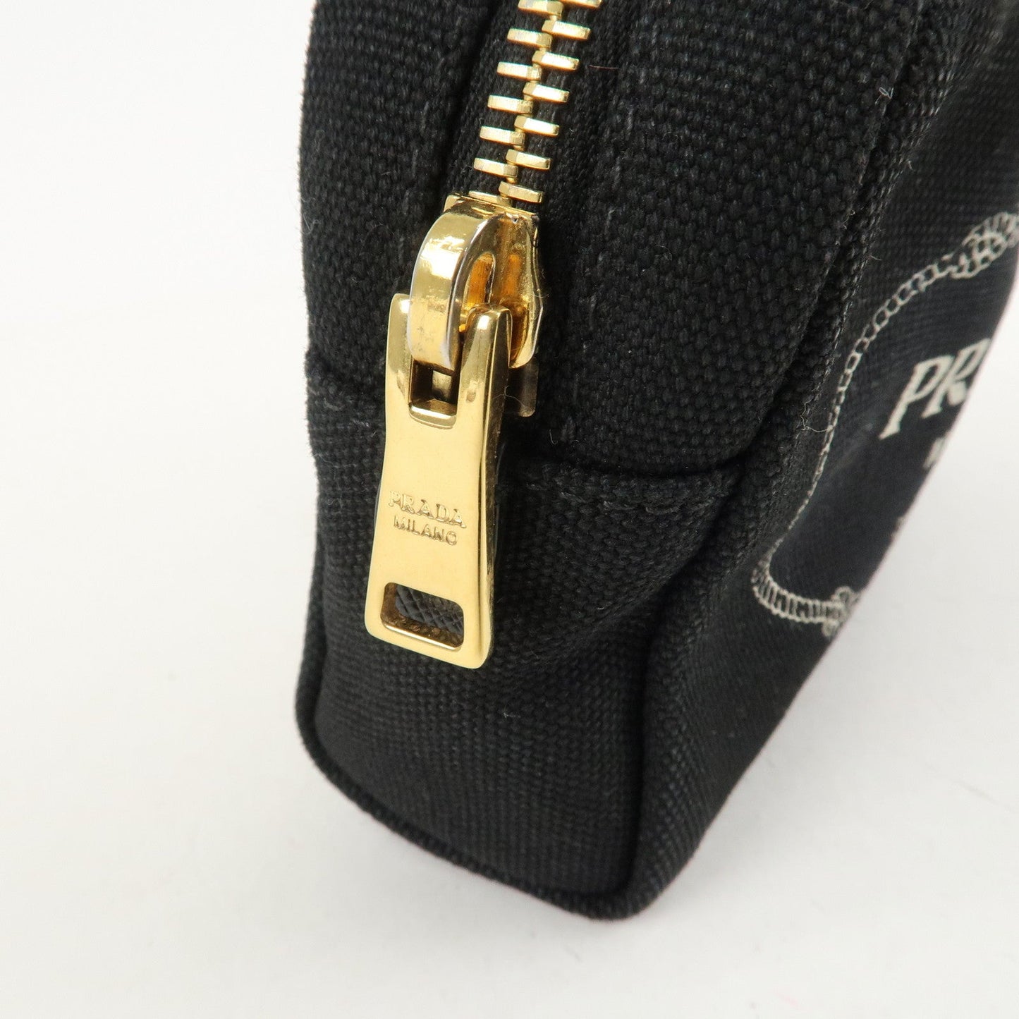 PRADA Canvas Pouch Cosmetic Pouch Black