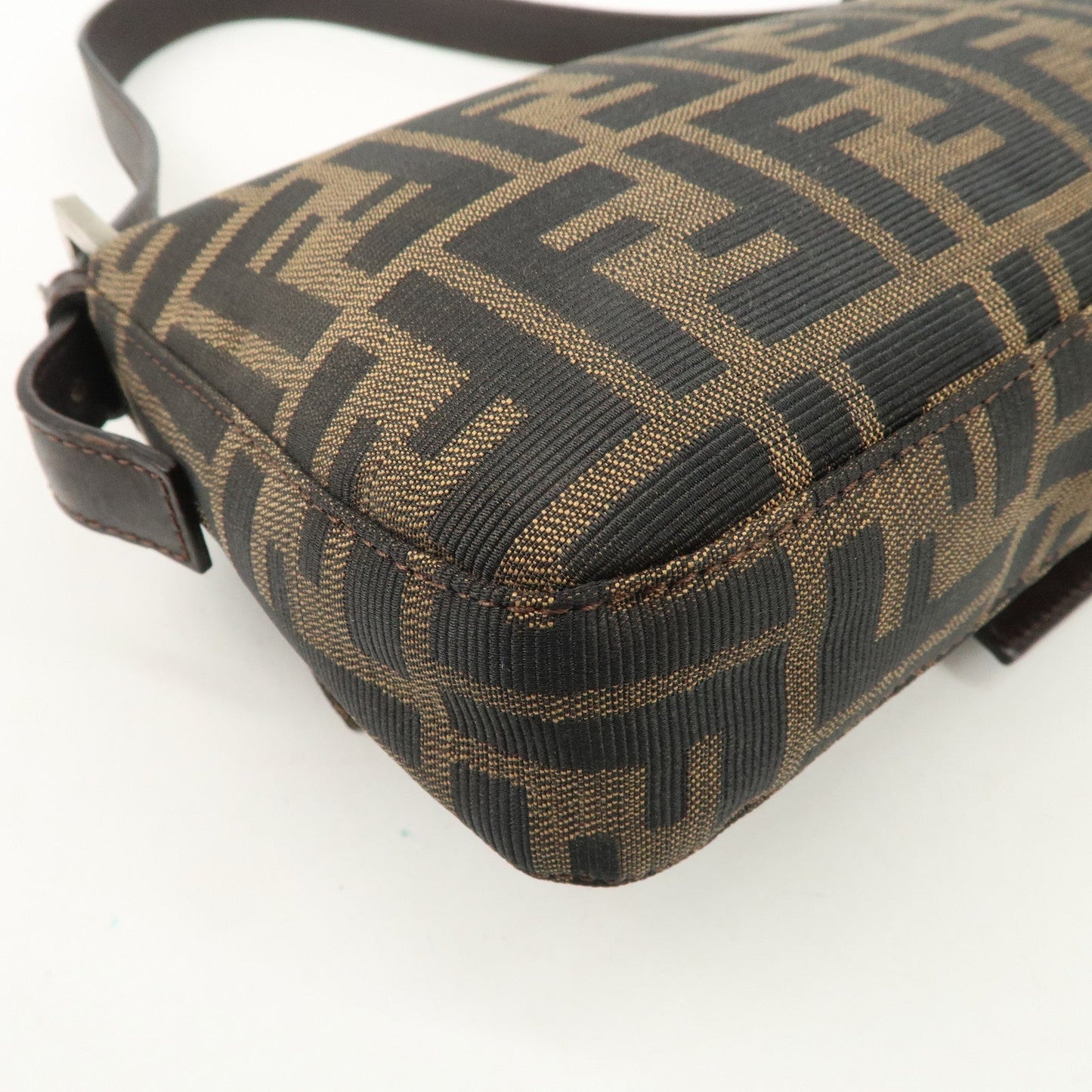 FENDI Zucca Mamma Baguette Canvas Shoulder Bag Brown Black 26424