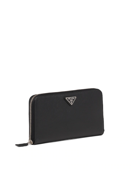 Prada Large Saffiano Leather Wallet Black Silver Hardware