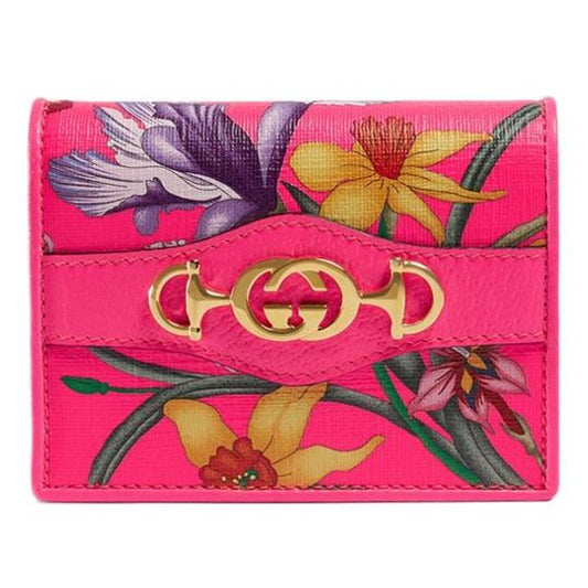 Gucci Pink Clutch New Supreme Canvas Flora Print Card Case Wallet